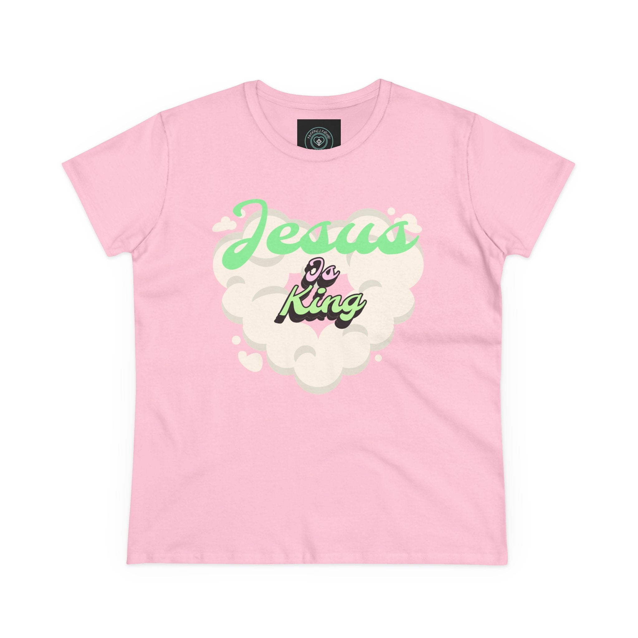 Graphic Tee for women, Jesus is King Faith Christian tee.. Gift for her. Women's Midweight Cotton Tee Semi-fitted.