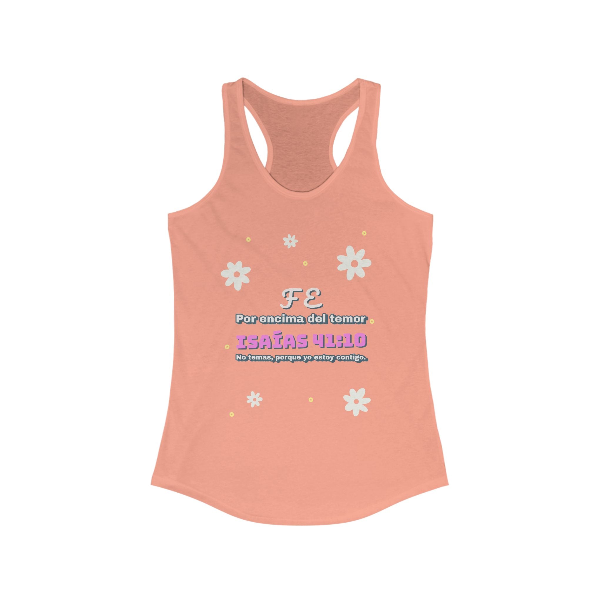 Workout Tank Top, Motivational Gym Wear "Fe por Encima del Temor" - Bible Verse Isaias 41:10, Shirt, Fitness Apparel, Women's Racerback, Biblical Quote Top