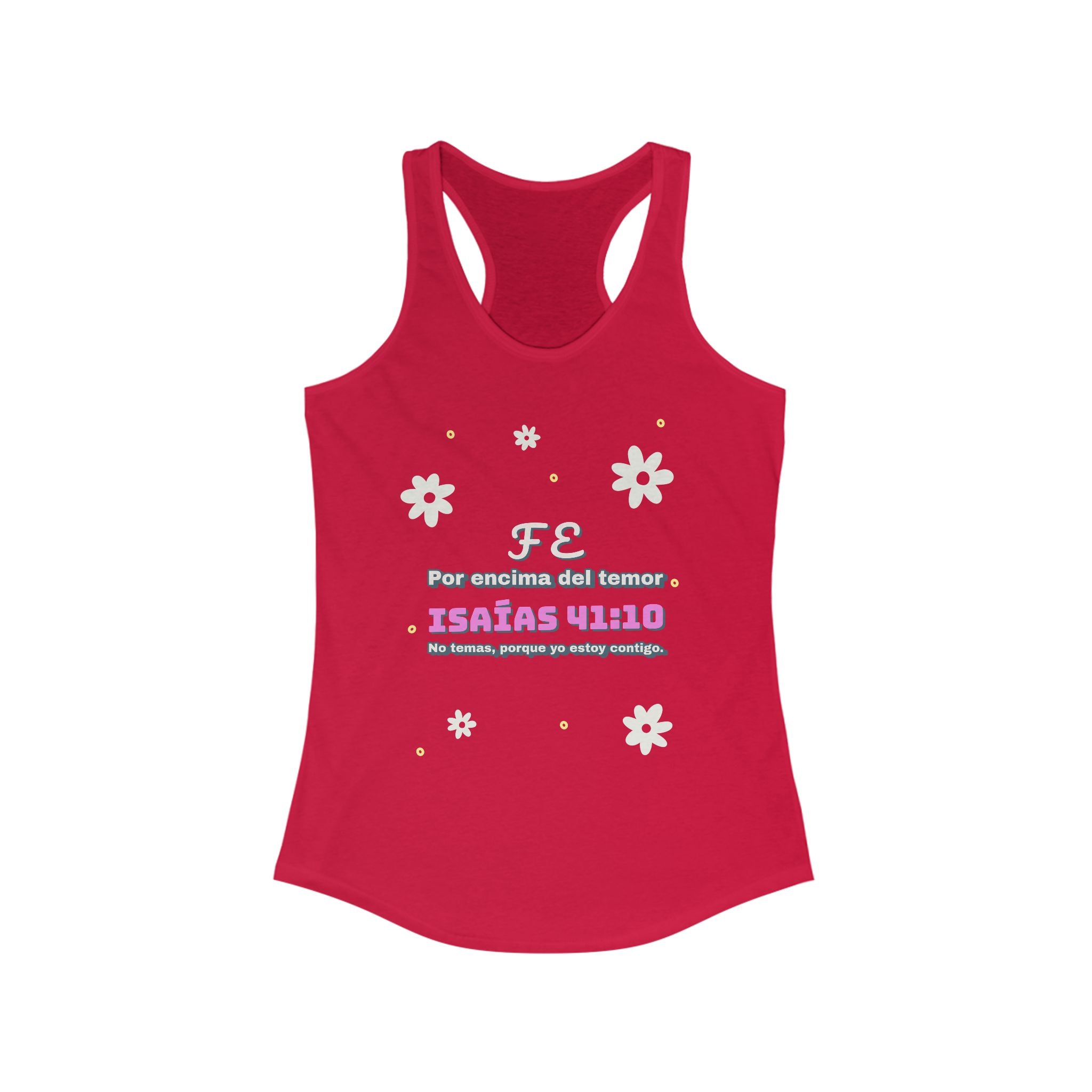 Workout Tank Top, Motivational Gym Wear "Fe por Encima del Temor" - Bible Verse Isaias 41:10, Shirt, Fitness Apparel, Women's Racerback, Biblical Quote Top