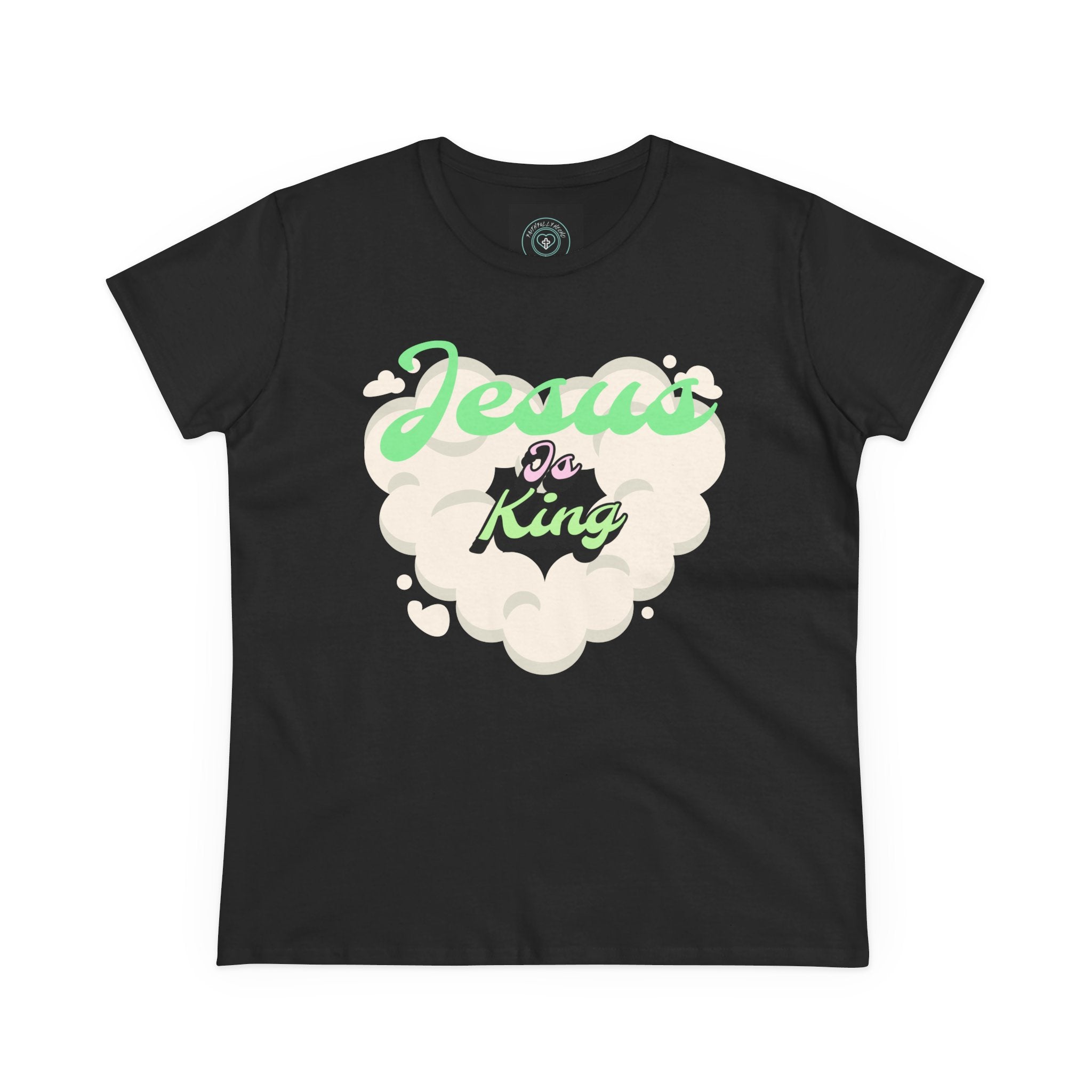 Graphic Tee for women, Jesus is King Faith Christian tee.. Gift for her. Women's Midweight Cotton Tee Semi-fitted.