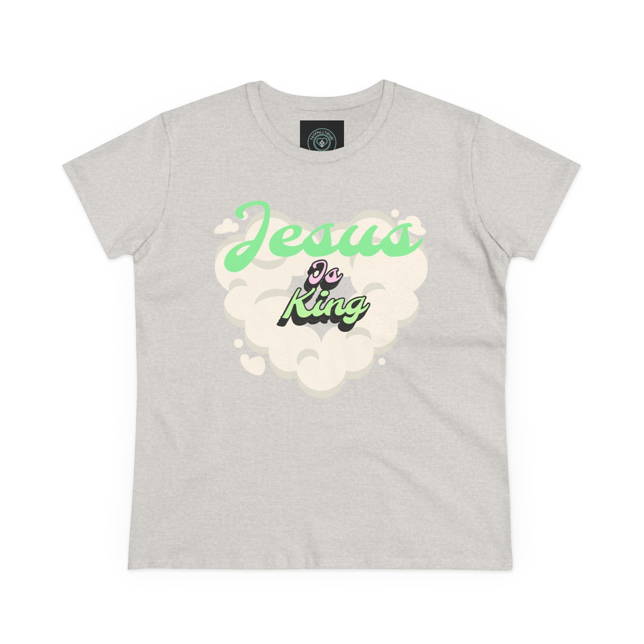 Graphic Tee for women, Jesus is King Faith Christian tee.. Gift for her. Women's Midweight Cotton Tee Semi-fitted.