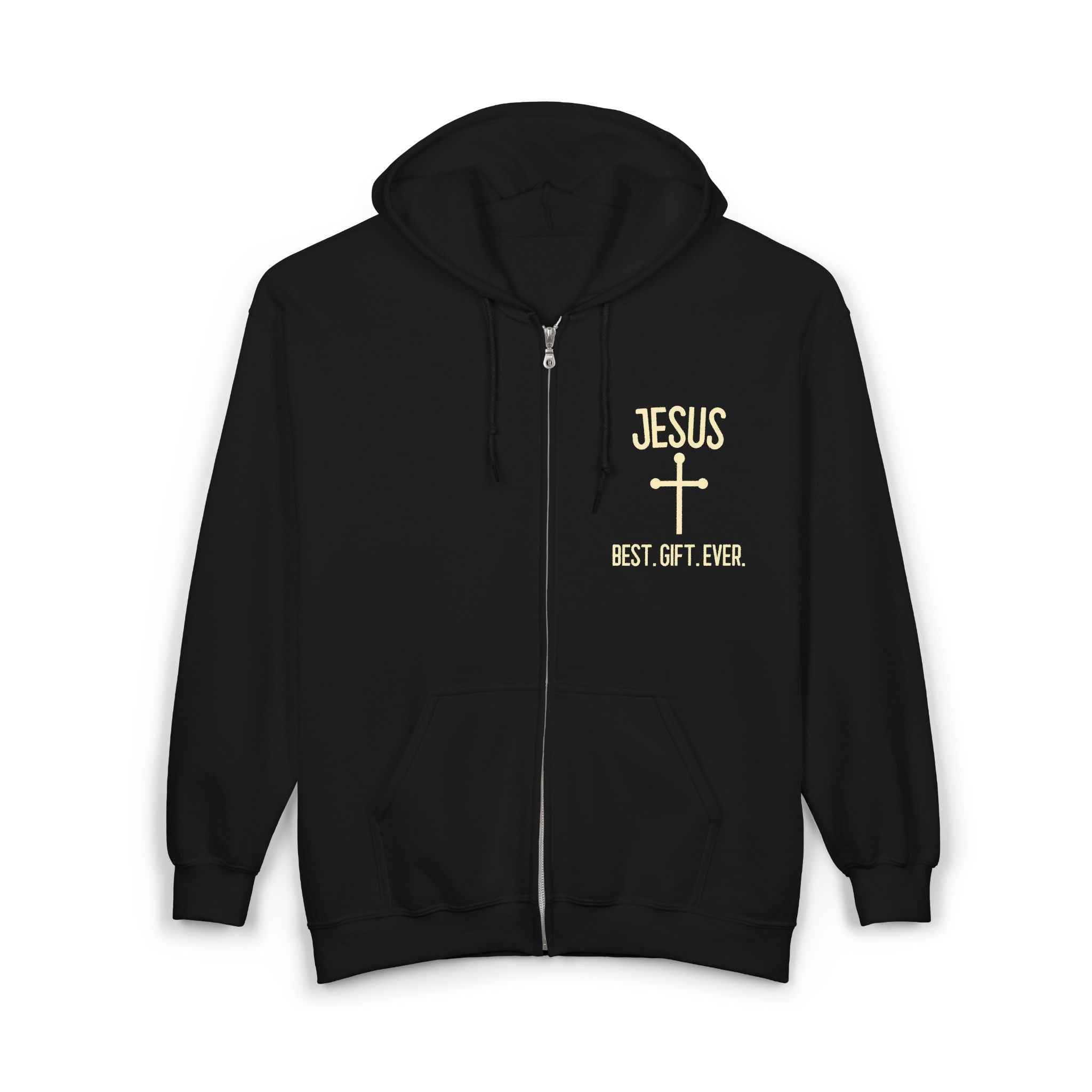 Jesus Best Gift Ever Hoodie - Unisex Full Zip Sweatshirt, Religious Apparel, Christian Gift, Inspirational Clothing, Faith-Based Fashion