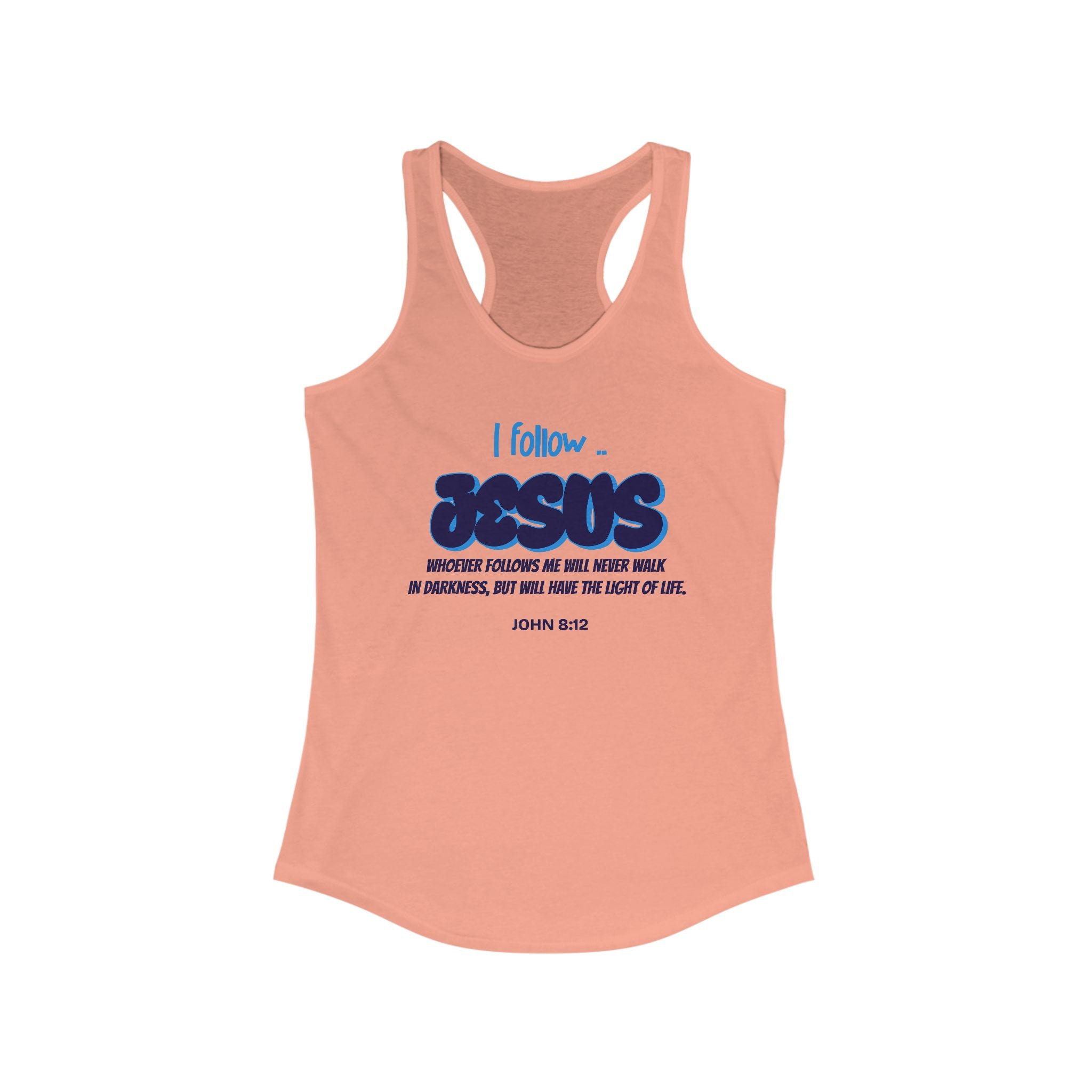 Faith-Inspired Women's Racerback Tank - I Follow Jesus, Inspirational Workout Top, Christian Apparel, Casual Summer Wear, Religious Gift