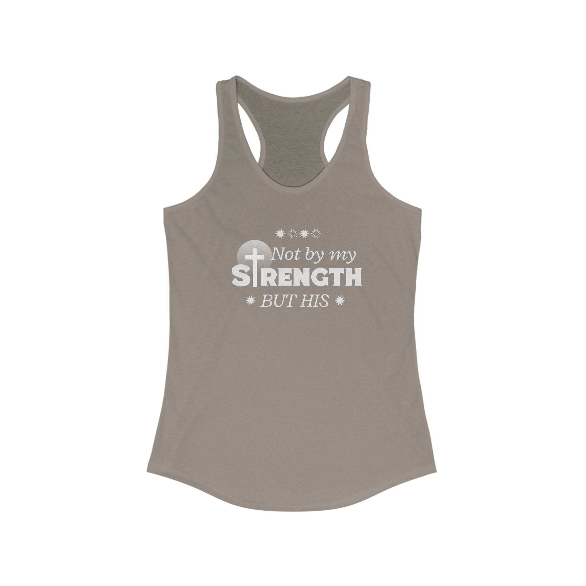 Workout Tank Top, Motivational Gym Wear Not by my strength but Jesus Bible Verse in Blue, Shirt, Fitness Apparel, Women's Racerback, Biblical Quote Top