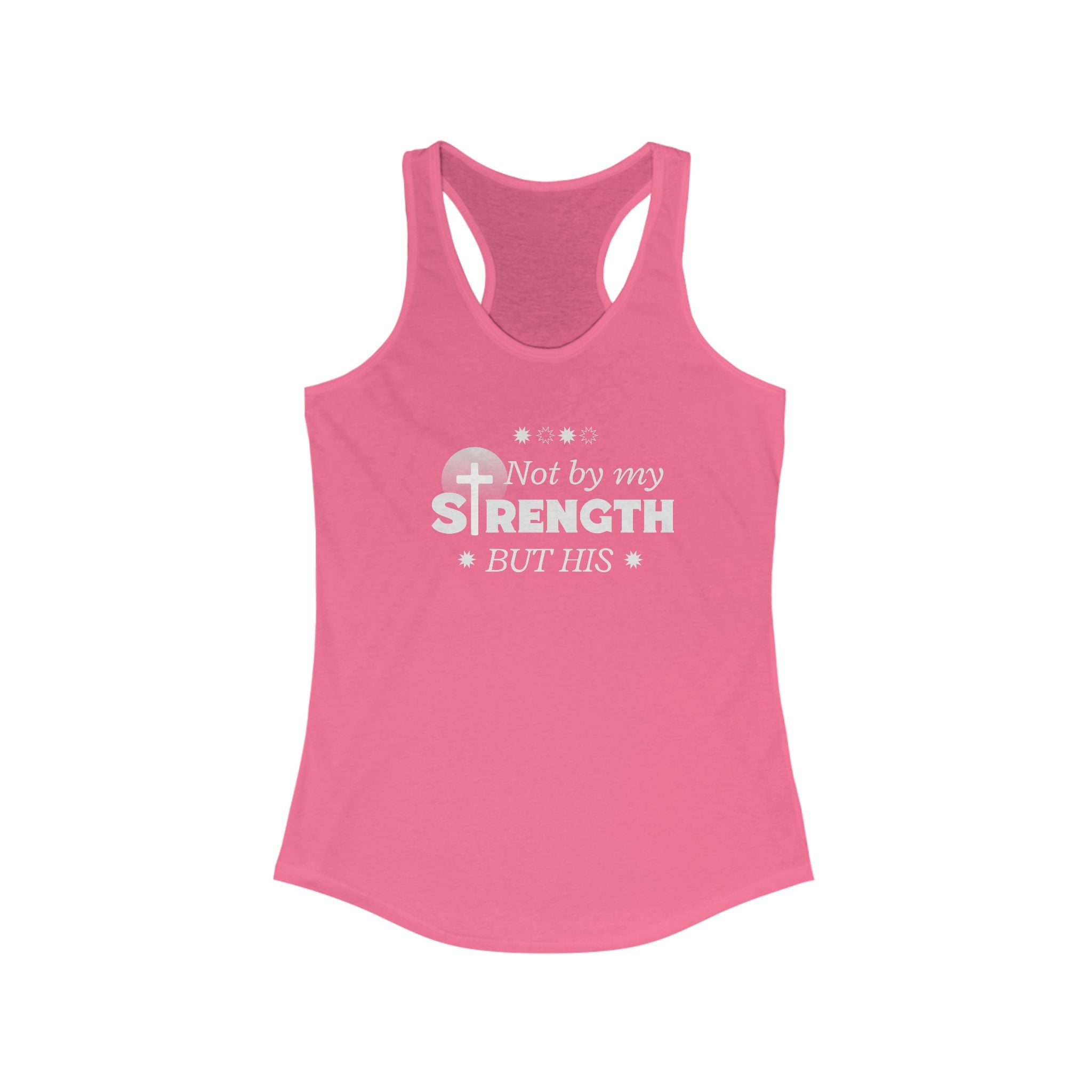 Workout Tank Top, Motivational Gym Wear Not by my strength but Jesus Bible Verse in Blue, Shirt, Fitness Apparel, Women's Racerback, Biblical Quote Top