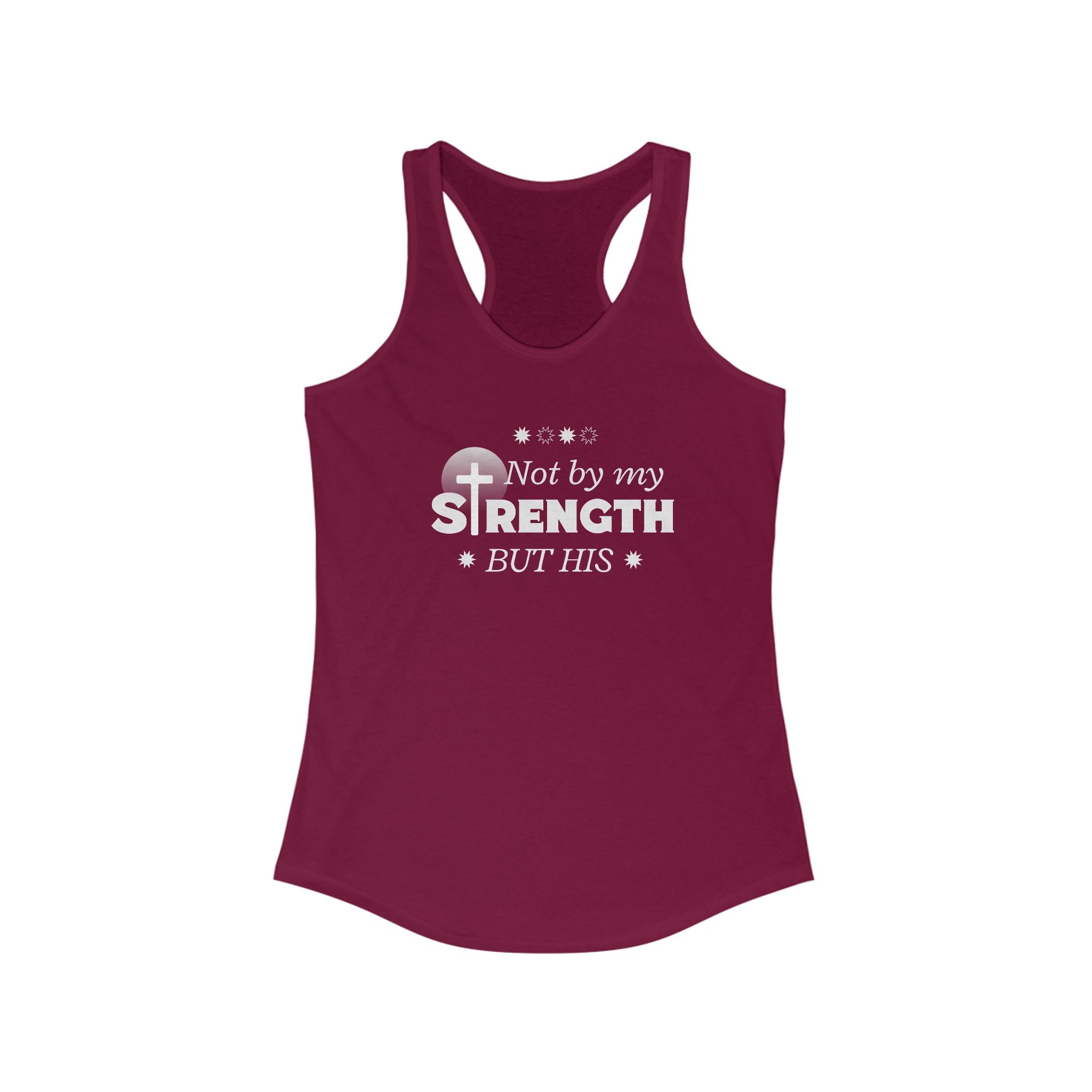 Workout Tank Top, Motivational Gym Wear Not by my strength but Jesus Bible Verse in Blue, Shirt, Fitness Apparel, Women's Racerback, Biblical Quote Top