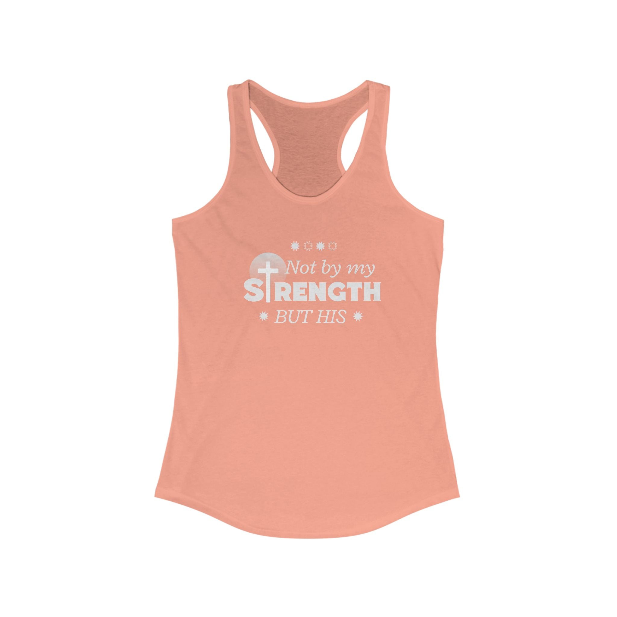 Workout Tank Top, Motivational Gym Wear Not by my strength but Jesus Bible Verse in Blue, Shirt, Fitness Apparel, Women's Racerback, Biblical Quote Top