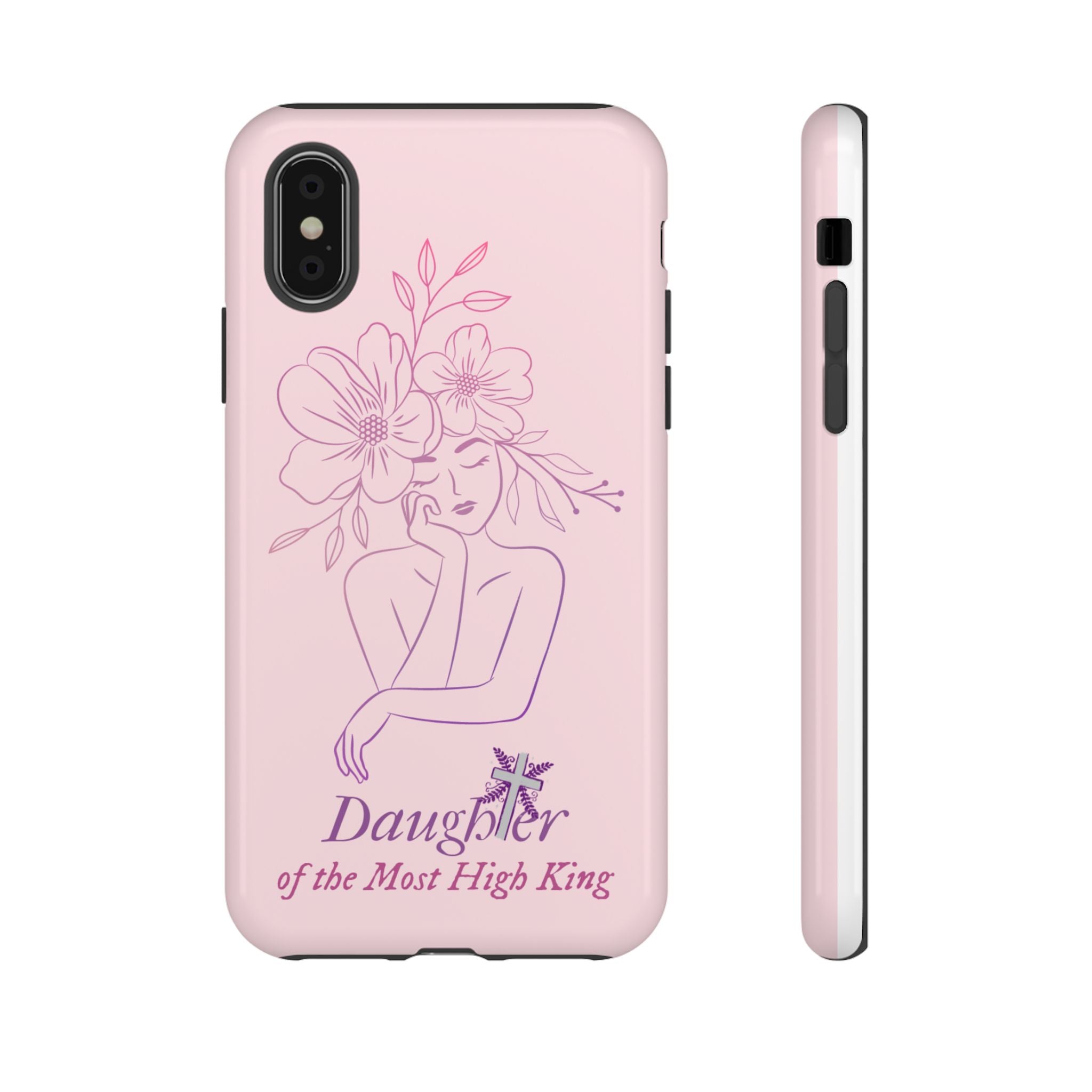 phone case is perfect for Christian women, Daughter of God, Inspirational Tech Accessory for iPhone Series, Gift for Christians Cristianos Purple, Lilac color.