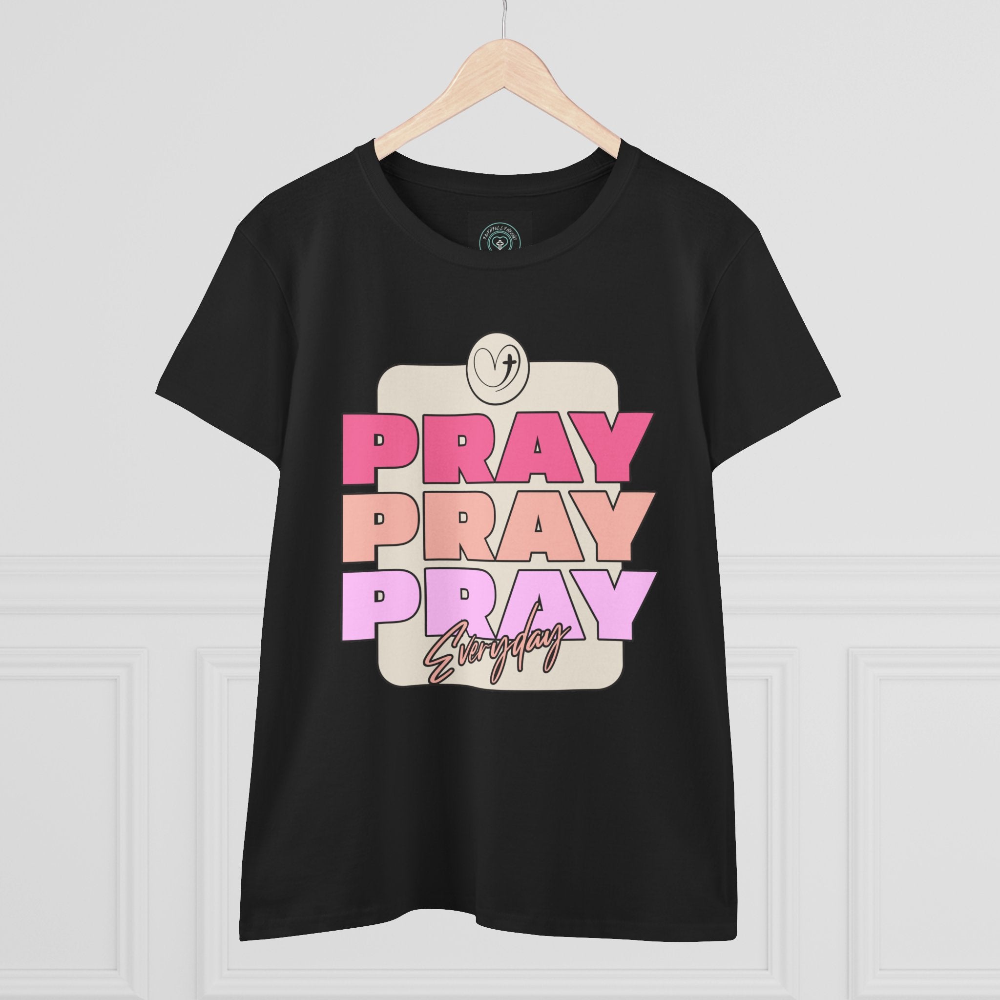 Inspirational Women's Tee, Casual Faith Shirt, Everyday Affirmation Top, Pray Pray Pray Graphic Tee, Gift for Her