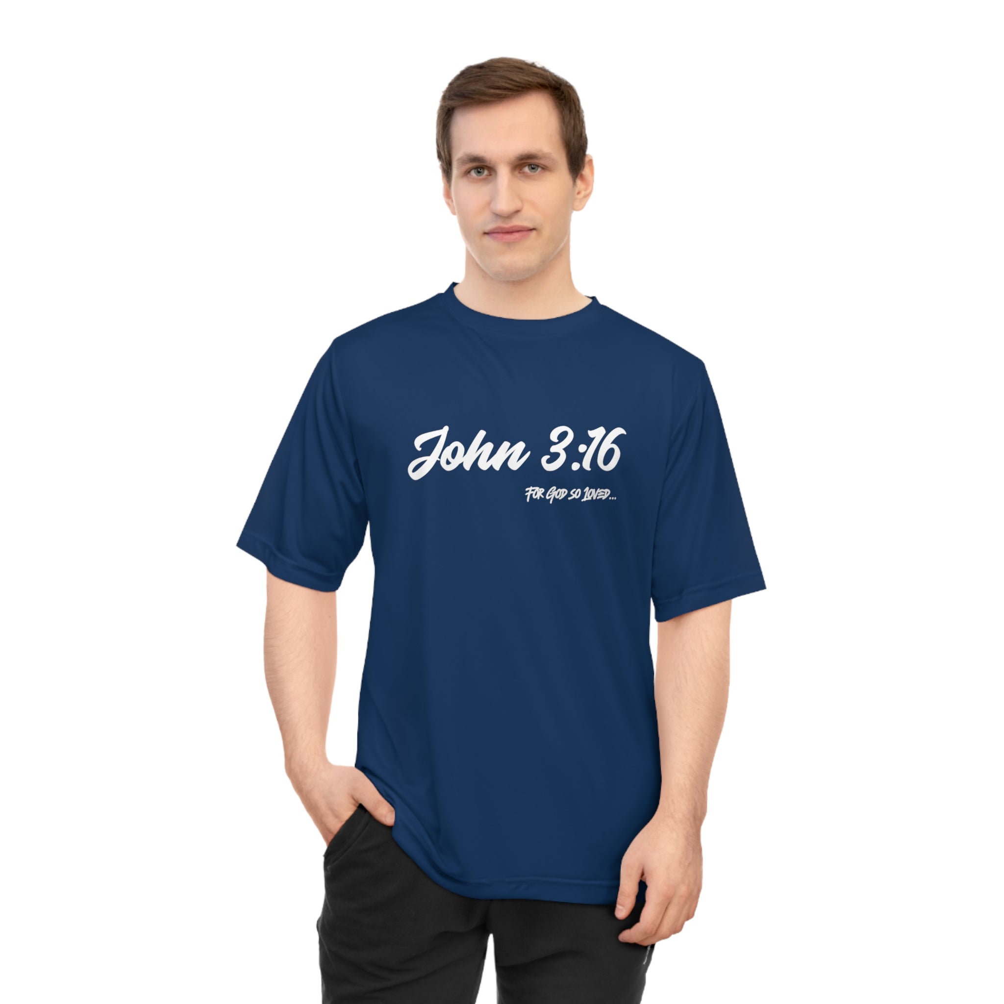 Christian Performance Zone T-Shirt for Athletes Bible Verse John 3:16 | Unisex Athletic Tee Minimalist