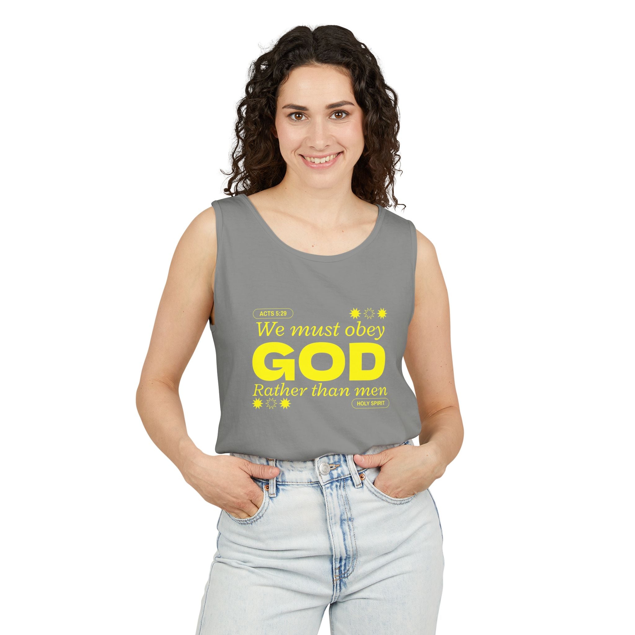 Faith-Inspired Tank Top, We must Obey God, Summer Essential, Religious Gift, Casual Wear, Christian Apparel