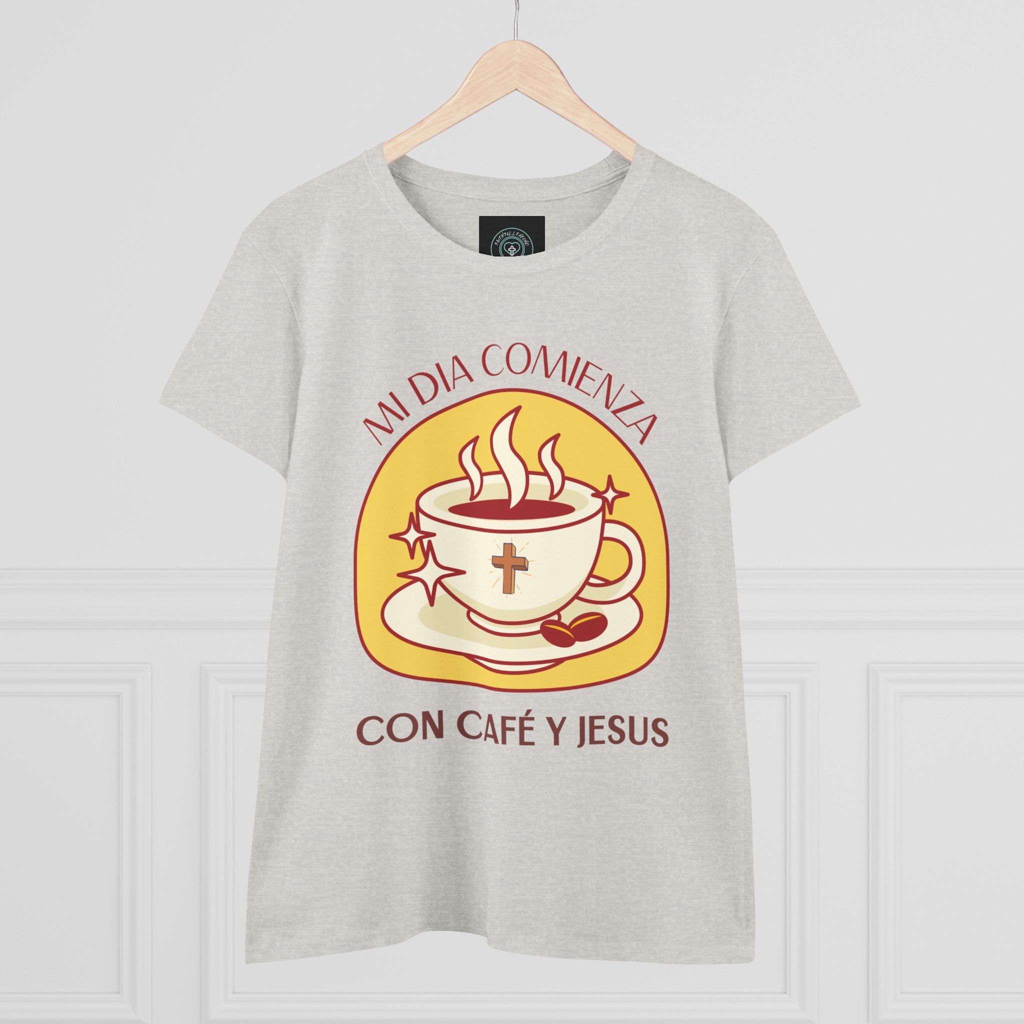 Coffee and Jesus Women's Tee, Casual Faith Shirt, Everyday Affirmation Top, Mi Dia comienza con cafe y Jesus Graphic Tee, Gift for Her
