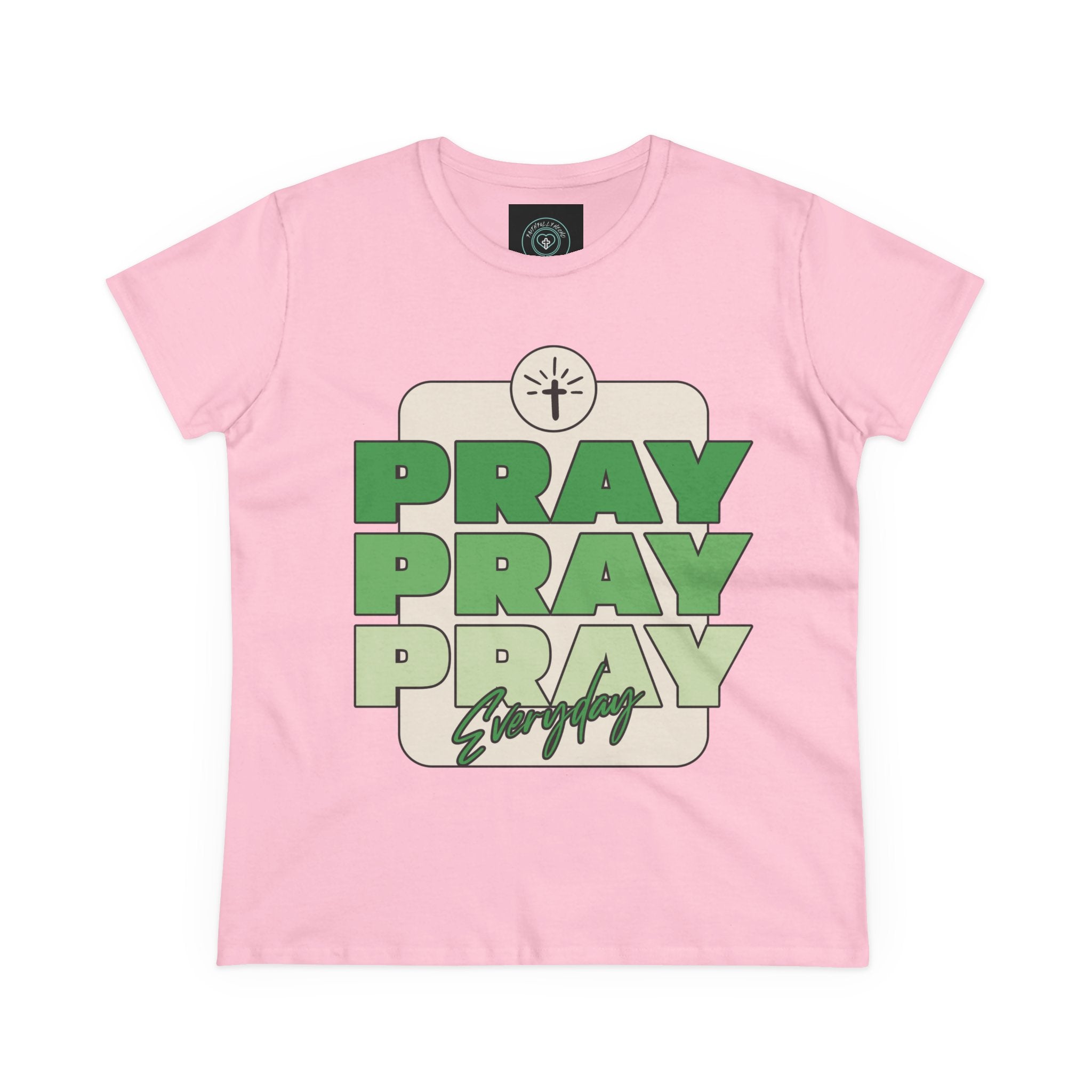 Pray Inspirational Women's Tee, Casual Faith Shirt, Everyday Affirmation Top, Pray Pray Green Graphic Tee, Gift for Her