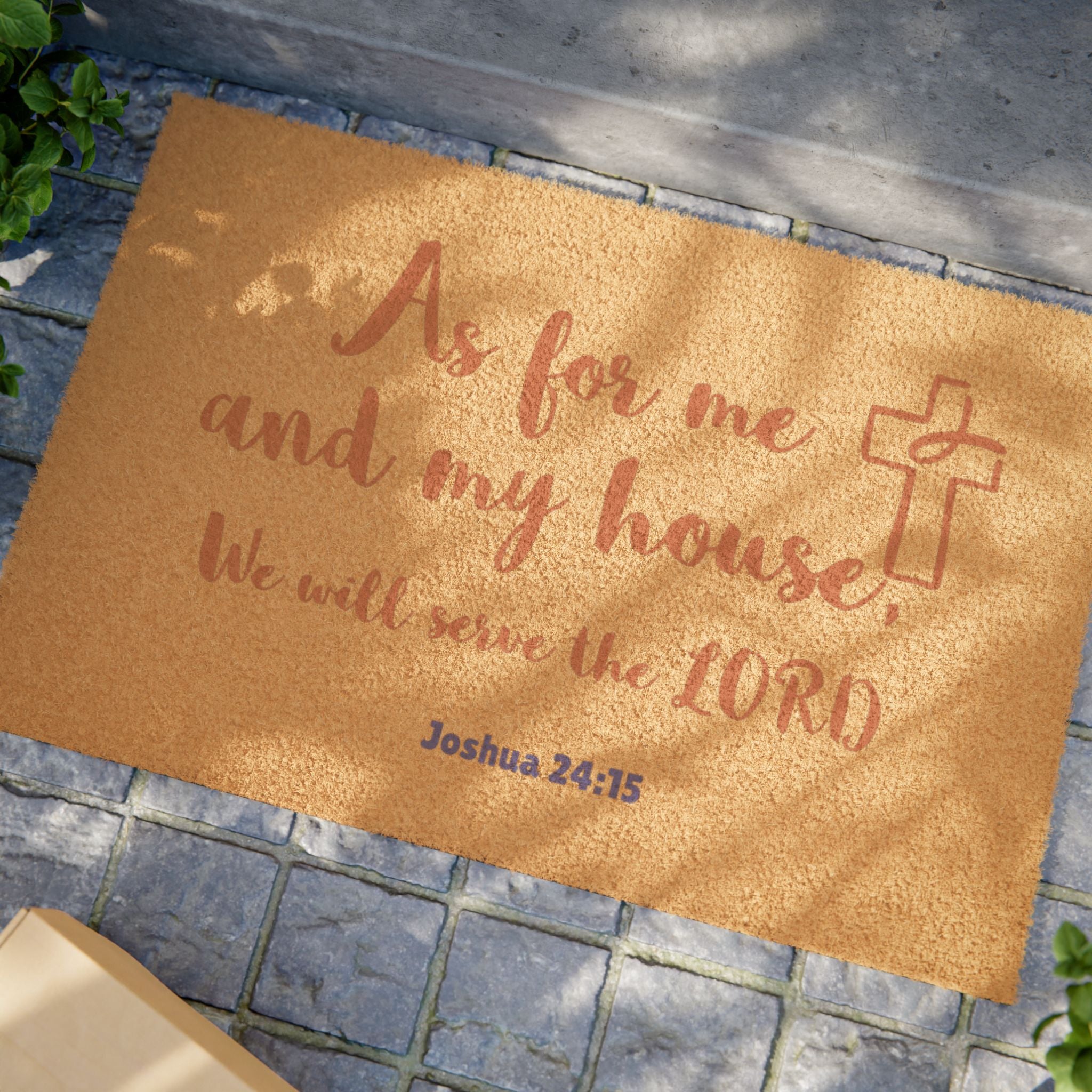 Inspirational Doormat with Bible Verse Joshua 24:15 We Sereve the Lord, Welcome Mat for Home, Christian Decor, Gift for New Home, Religious Housewarming Present