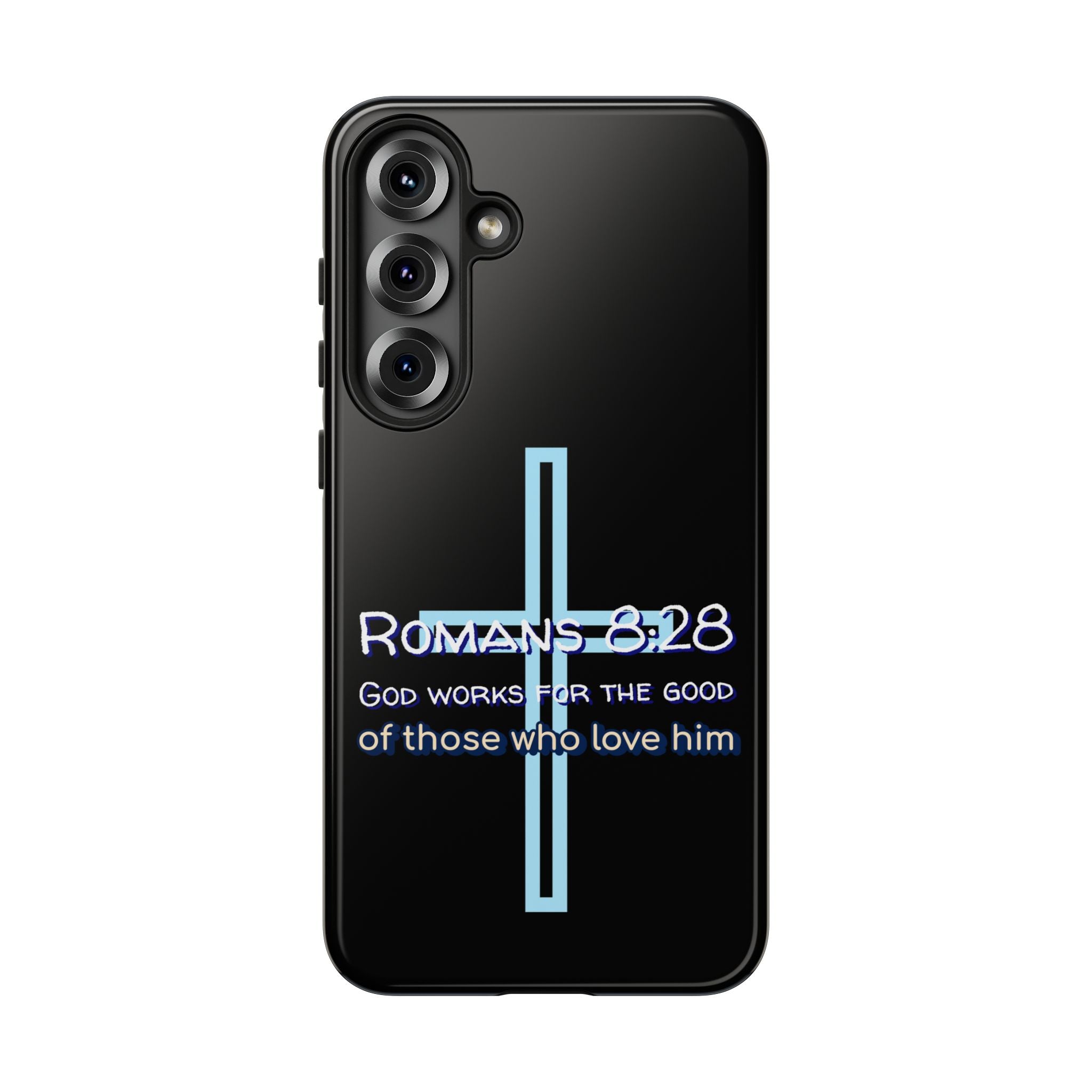 Christian Phone Case for Samsung Series, Tough Phone Case, Romans 8:28 Inspirational Gift, Faith-Based Phone Cover, Religious Style, Durable Cell Case
