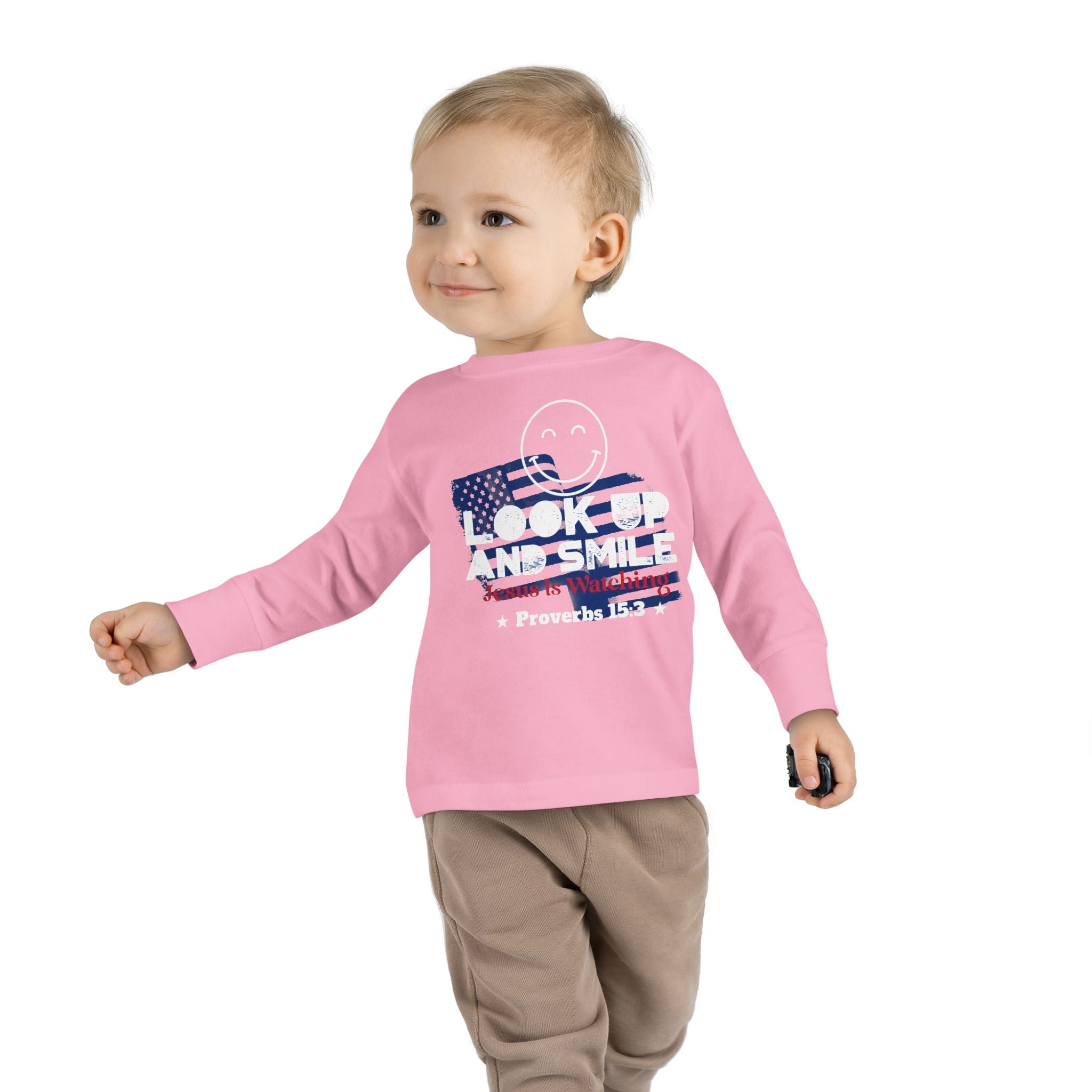 Toddler Tee featuring Proverbs 15:3- God is watching - Faithfully Hecho
