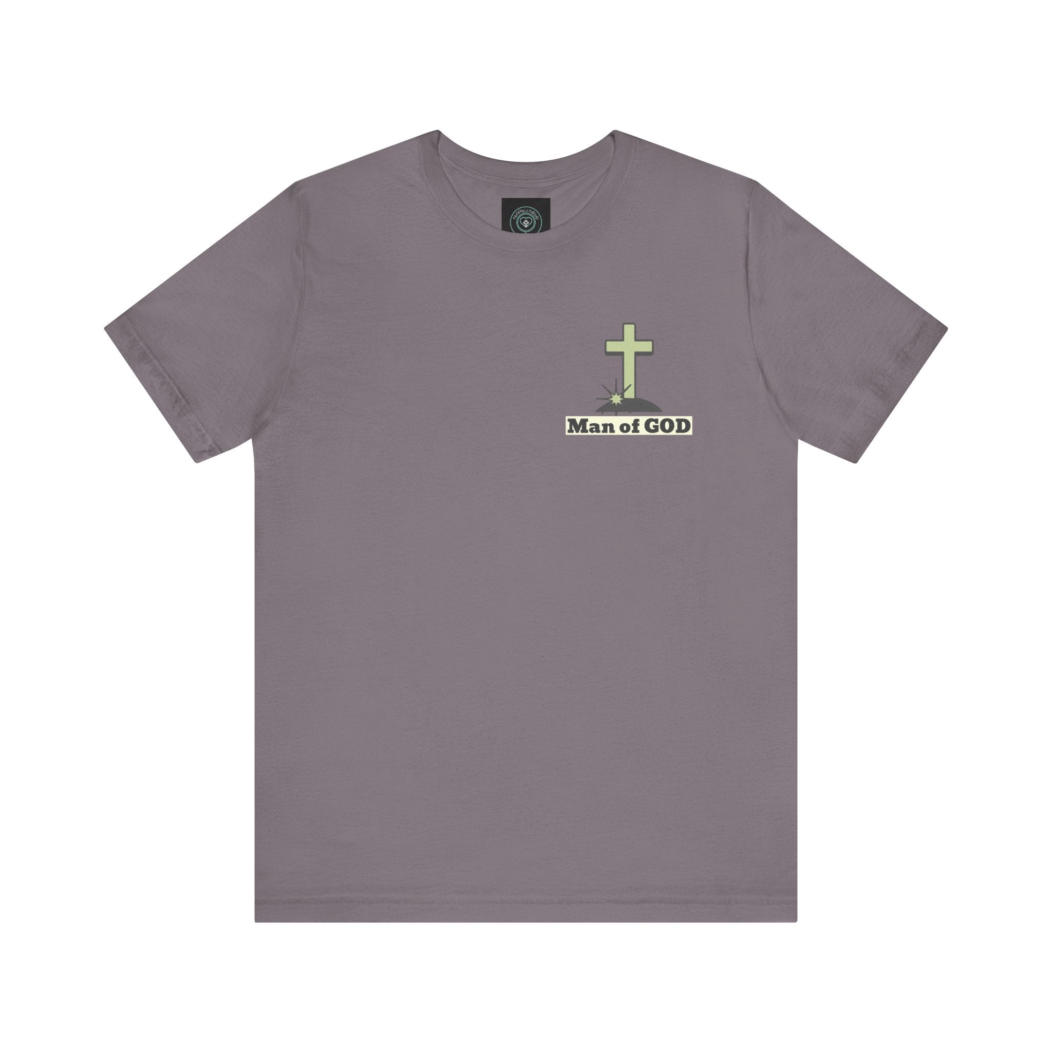 Men's Tshirt Colorful Fonts  - 1 Corinthians 16:13 Bible Verse Design. Man of God, Stand firm in the Faith