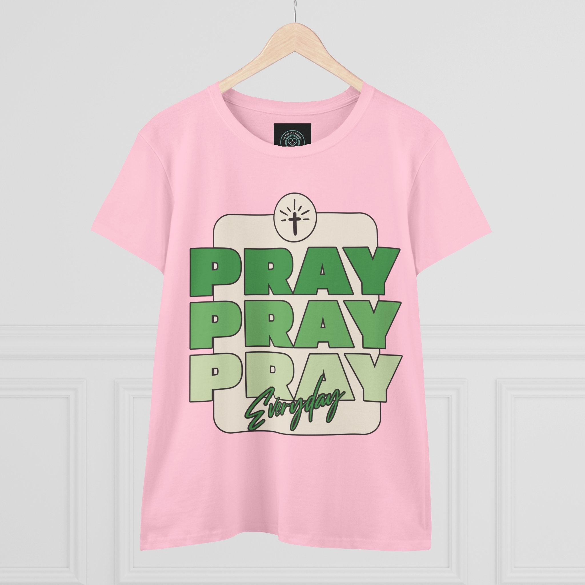 Pray Inspirational Women's Tee, Casual Faith Shirt, Everyday Affirmation Top, Pray Pray Green Graphic Tee, Gift for Her