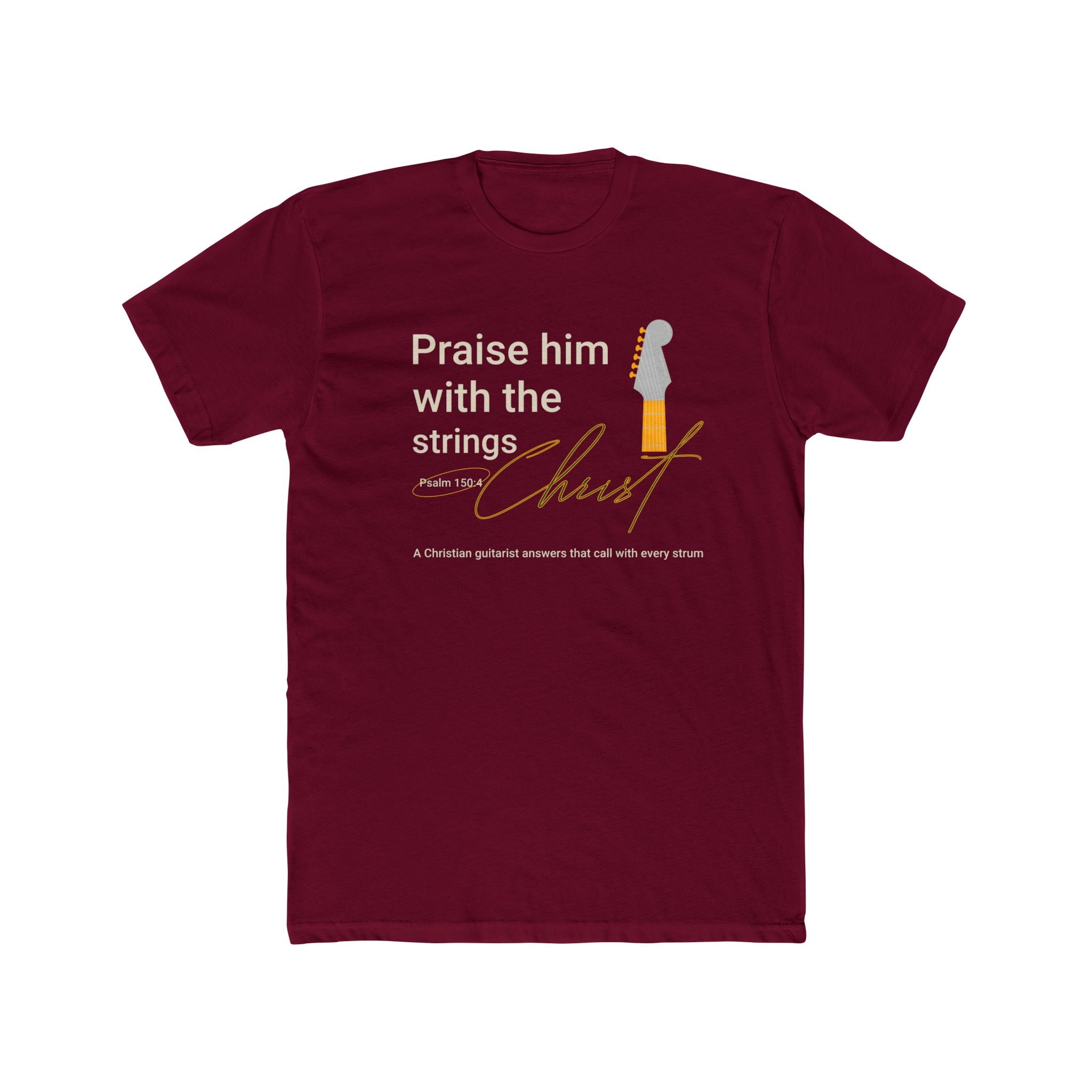 Praise Him Guitar Cotton Tee, Unisex Crew Neck Shirt, Christian Inspirational Top, Religious Gift, Faith-Based Apparel, Perfect for Church