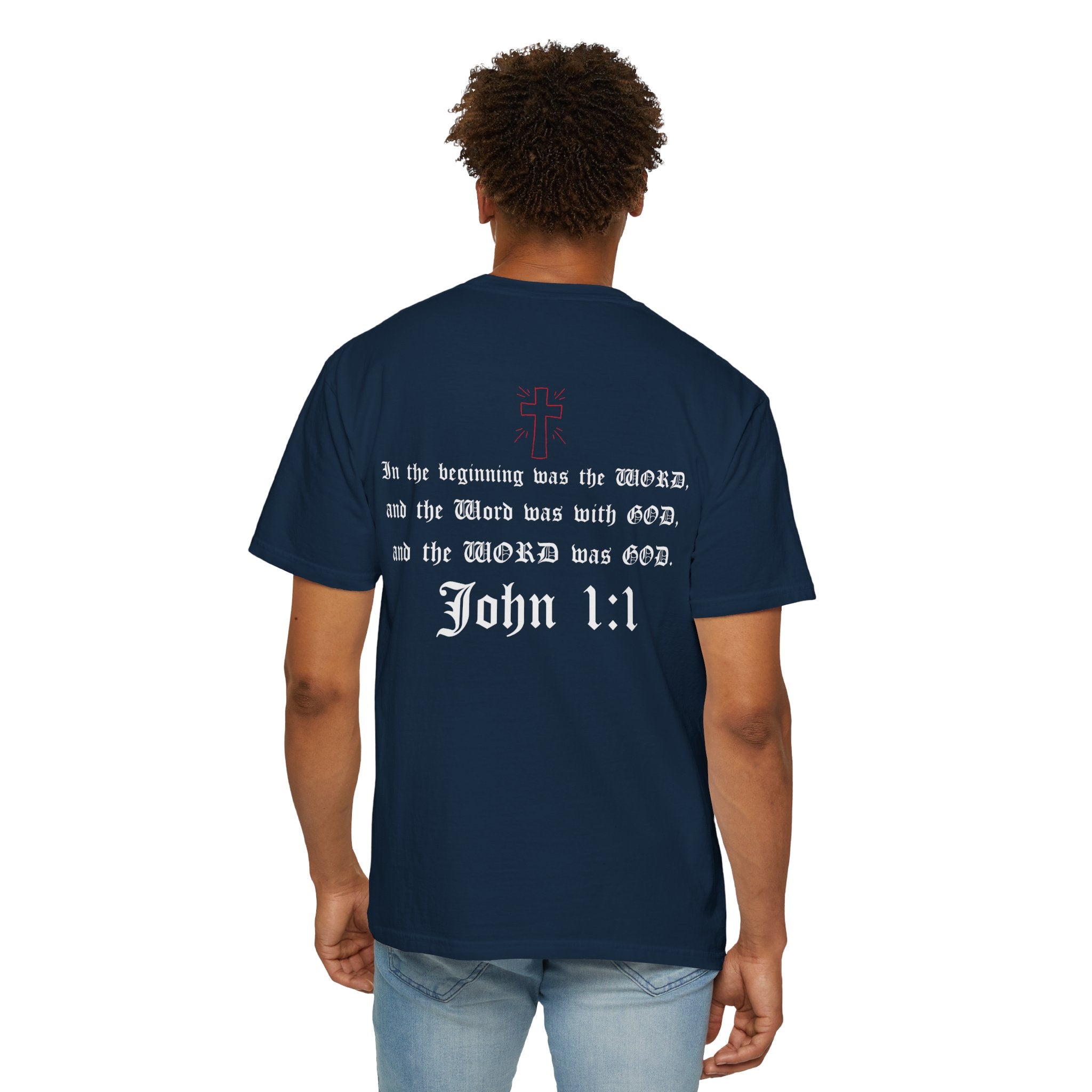 Unisex Faith-Inspired Bible Verse John 1:1 | Crew Tee, Bible Verse Tee, Christian T-Shirt, Inspirational Apparel, Gift for Believers