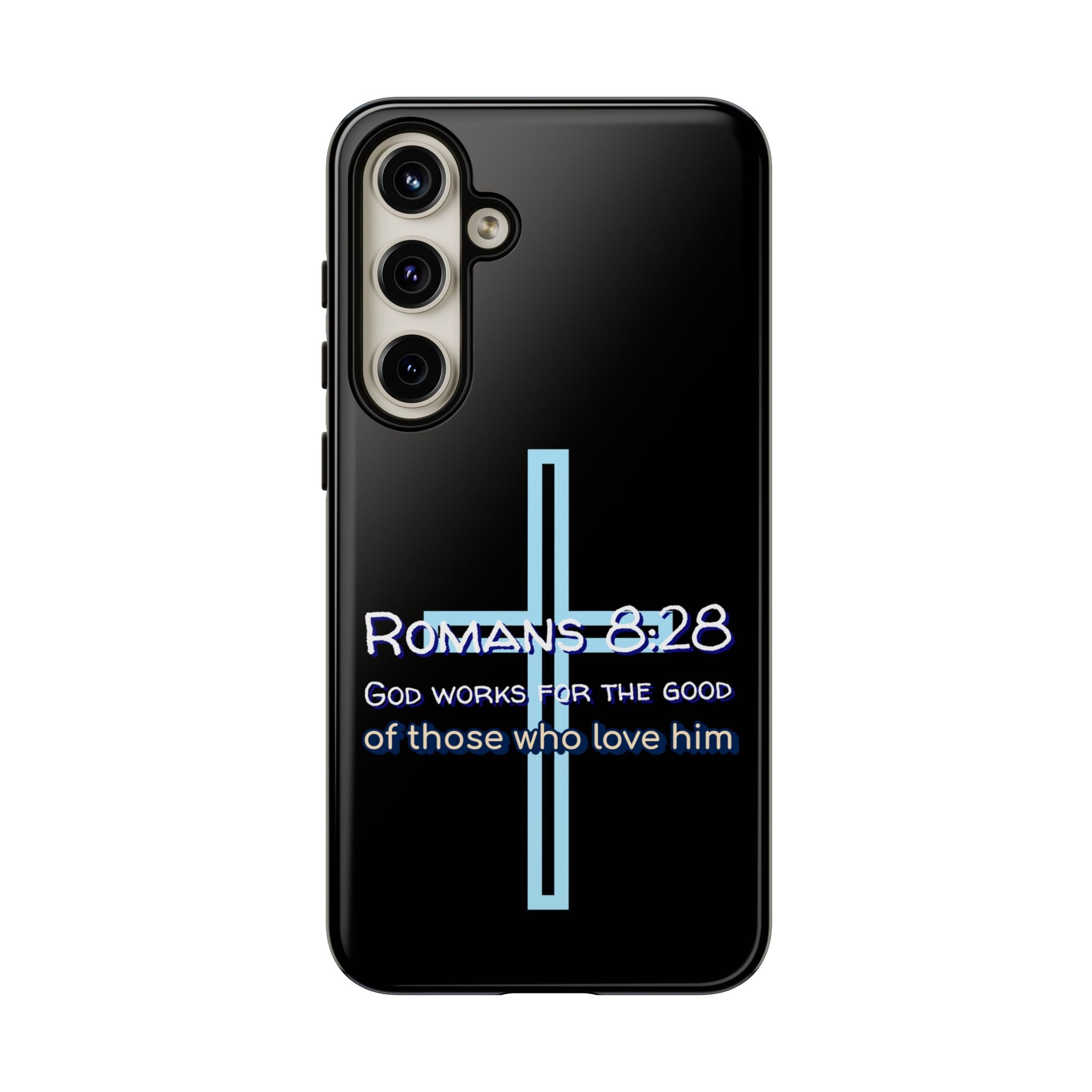 Christian Phone Case for Samsung Series, Tough Phone Case, Romans 8:28 Inspirational Gift, Faith-Based Phone Cover, Religious Style, Durable Cell Case