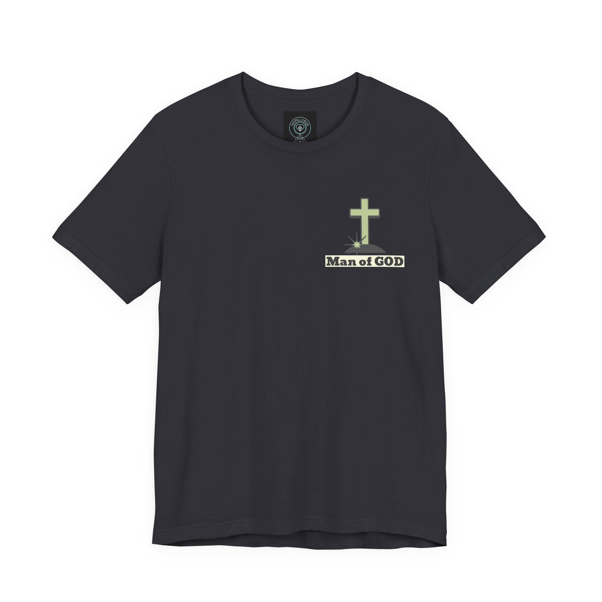 Men's Tshirt Colorful Fonts  - 1 Corinthians 16:13 Bible Verse Design. Man of God, Stand firm in the Faith