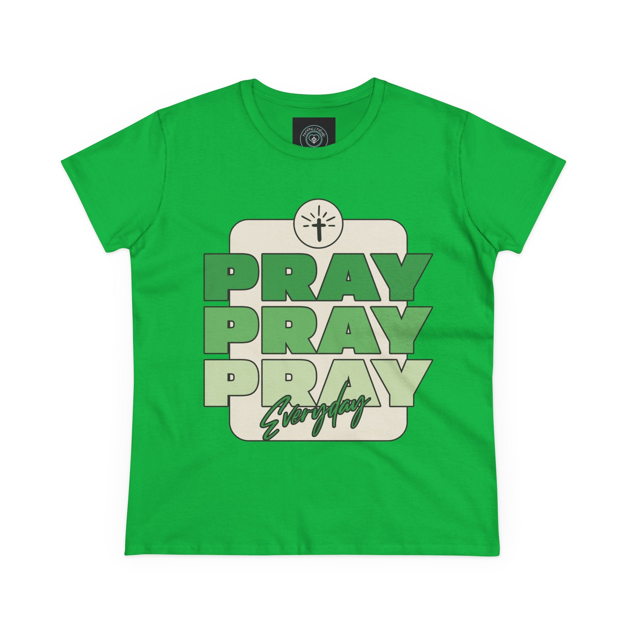 Pray Inspirational Women's Tee, Casual Faith Shirt, Everyday Affirmation Top, Pray Pray Green Graphic Tee, Gift for Her