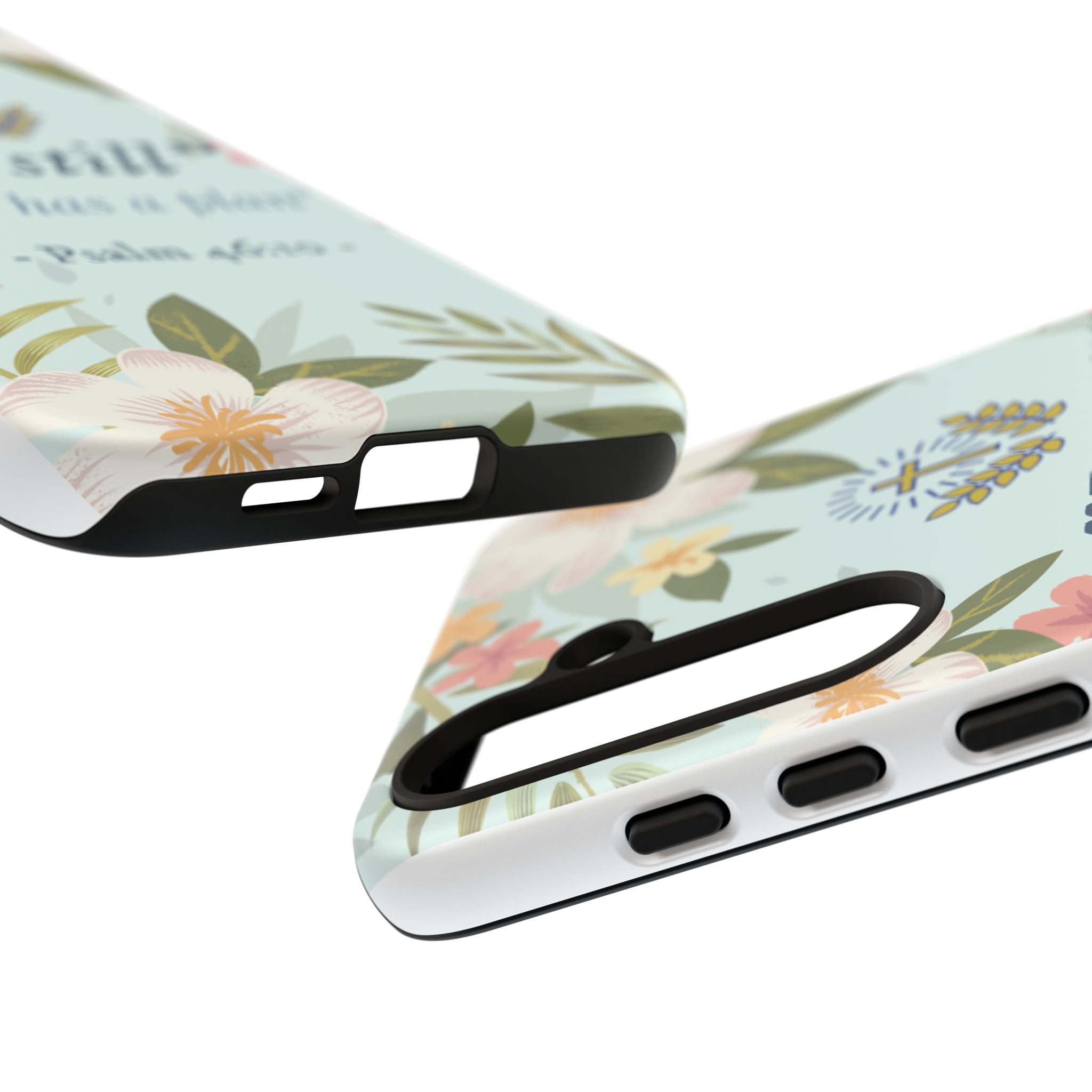 Floral Bible Verse Phone Case, Be Still God Has a Plan, Inspirational Tech Accessory for Samsung series, Gift for Christians, Psalm 46:10 Cover