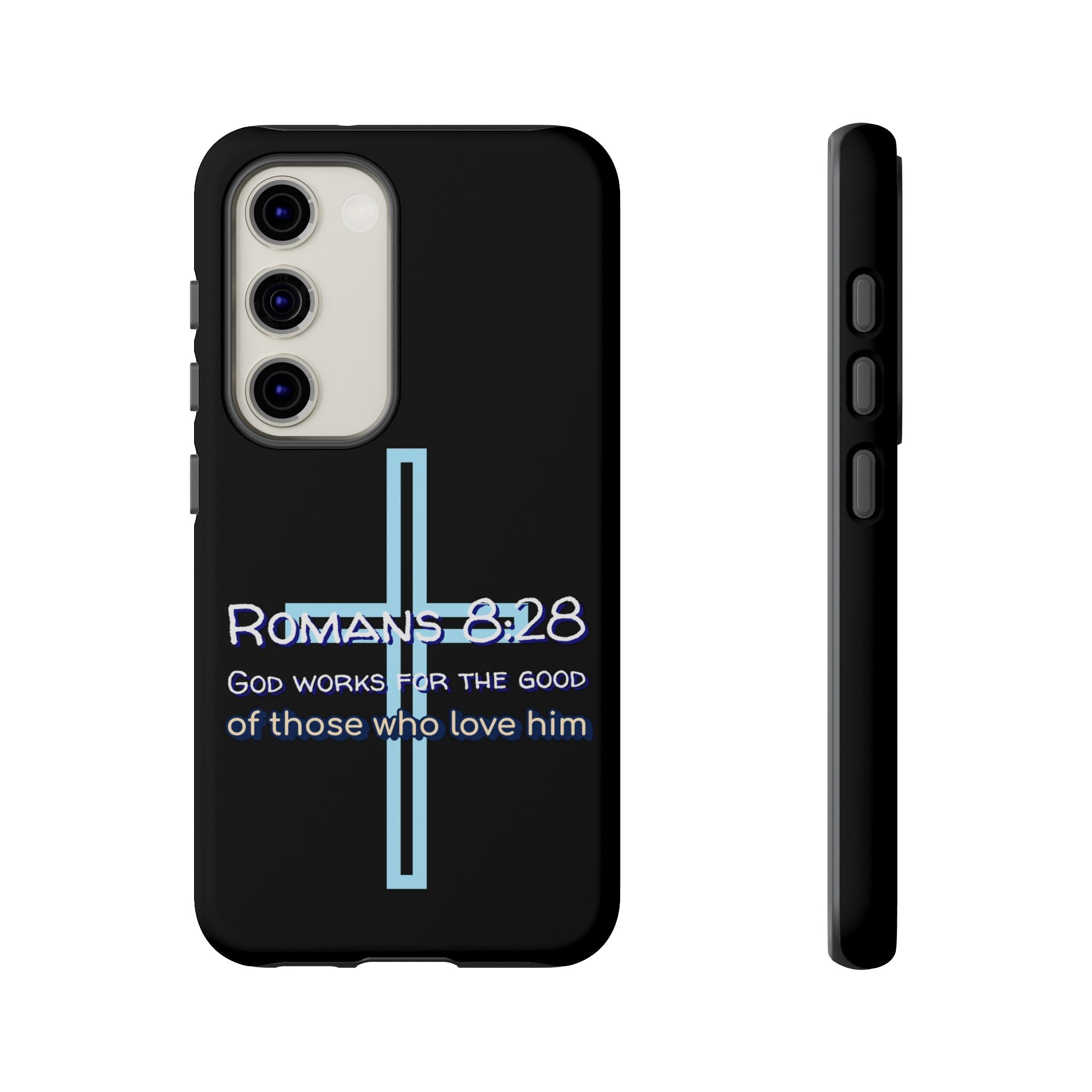 Christian Phone Case for Samsung Series, Tough Phone Case, Romans 8:28 Inspirational Gift, Faith-Based Phone Cover, Religious Style, Durable Cell Case