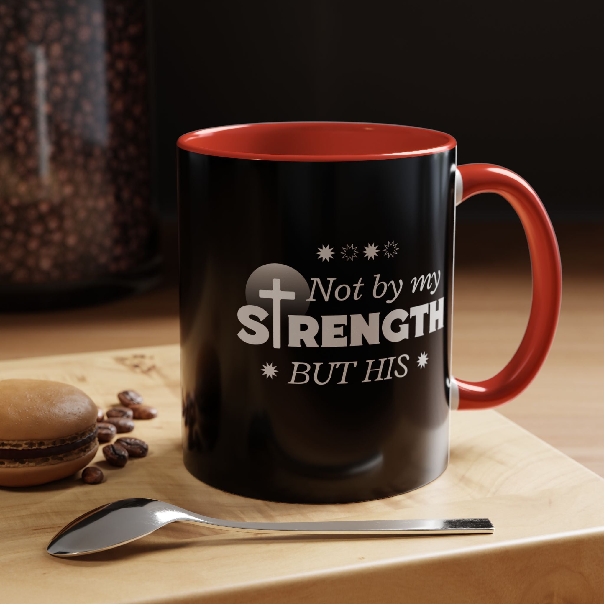 Not by My Strength but His – Christian Ceramic Mug – Faith-Based Coffee Cup for Women & Men - Faithfully Hecho