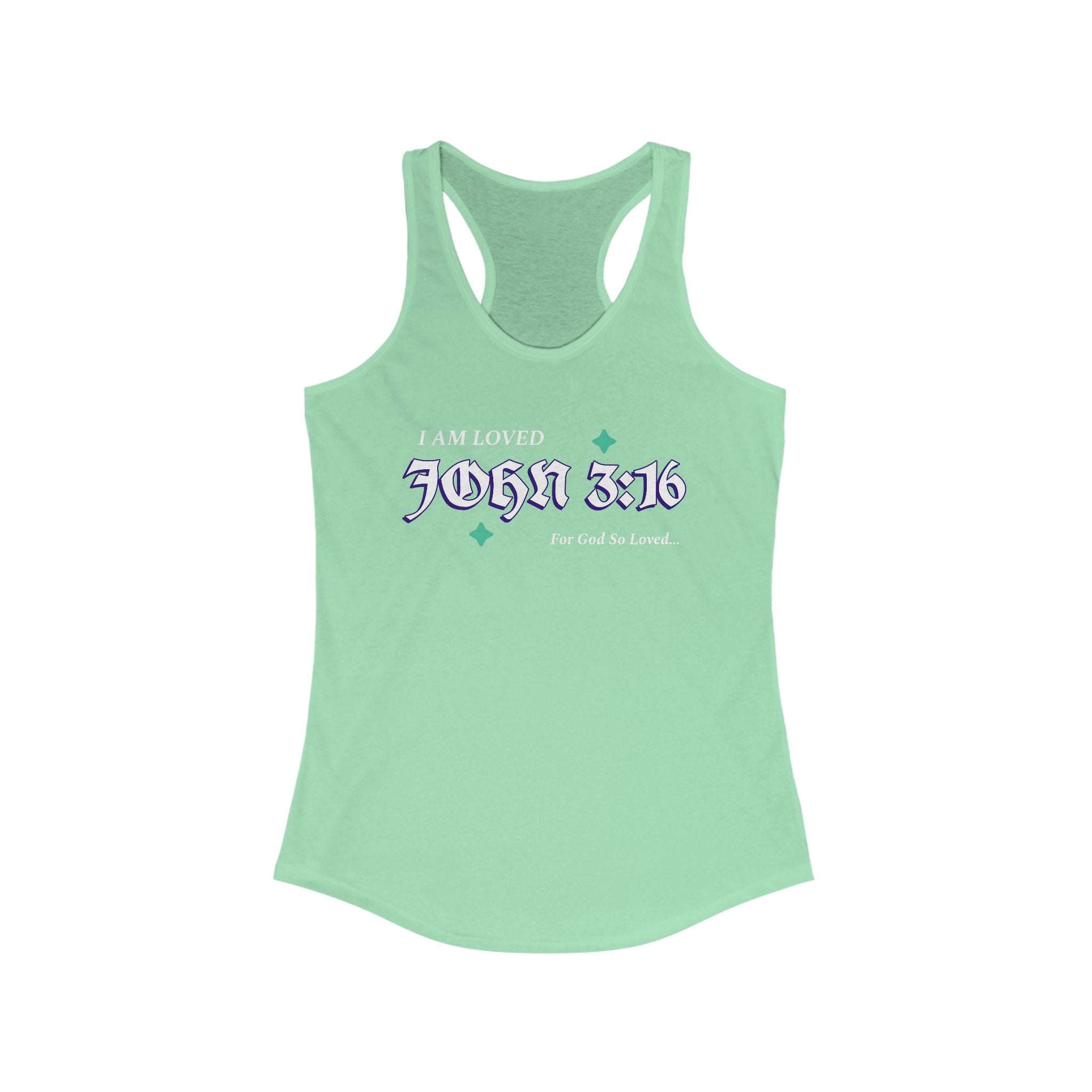 Workout Tank Top, Motivational Gym Wear John 3:16 God's Love I am Loved, Shirt, Fitness Apparel, Women's Racerback, Biblical Quote Top
