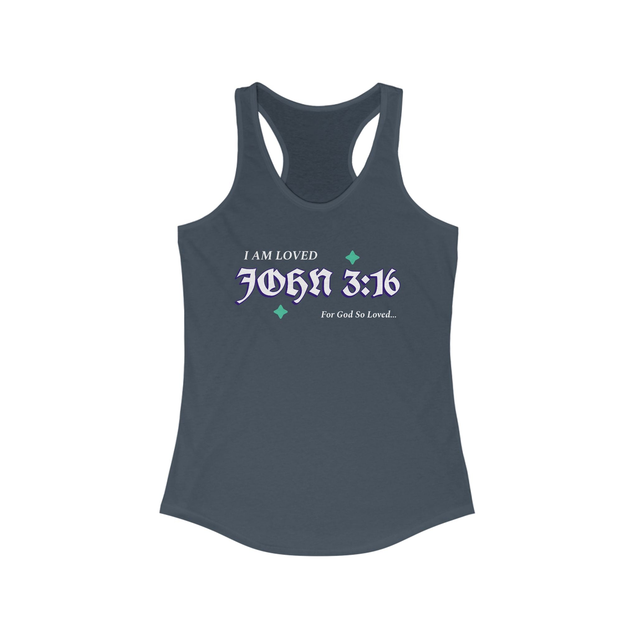 Workout Tank Top, Motivational Gym Wear John 3:16 God's Love I am Loved, Shirt, Fitness Apparel, Women's Racerback, Biblical Quote Top