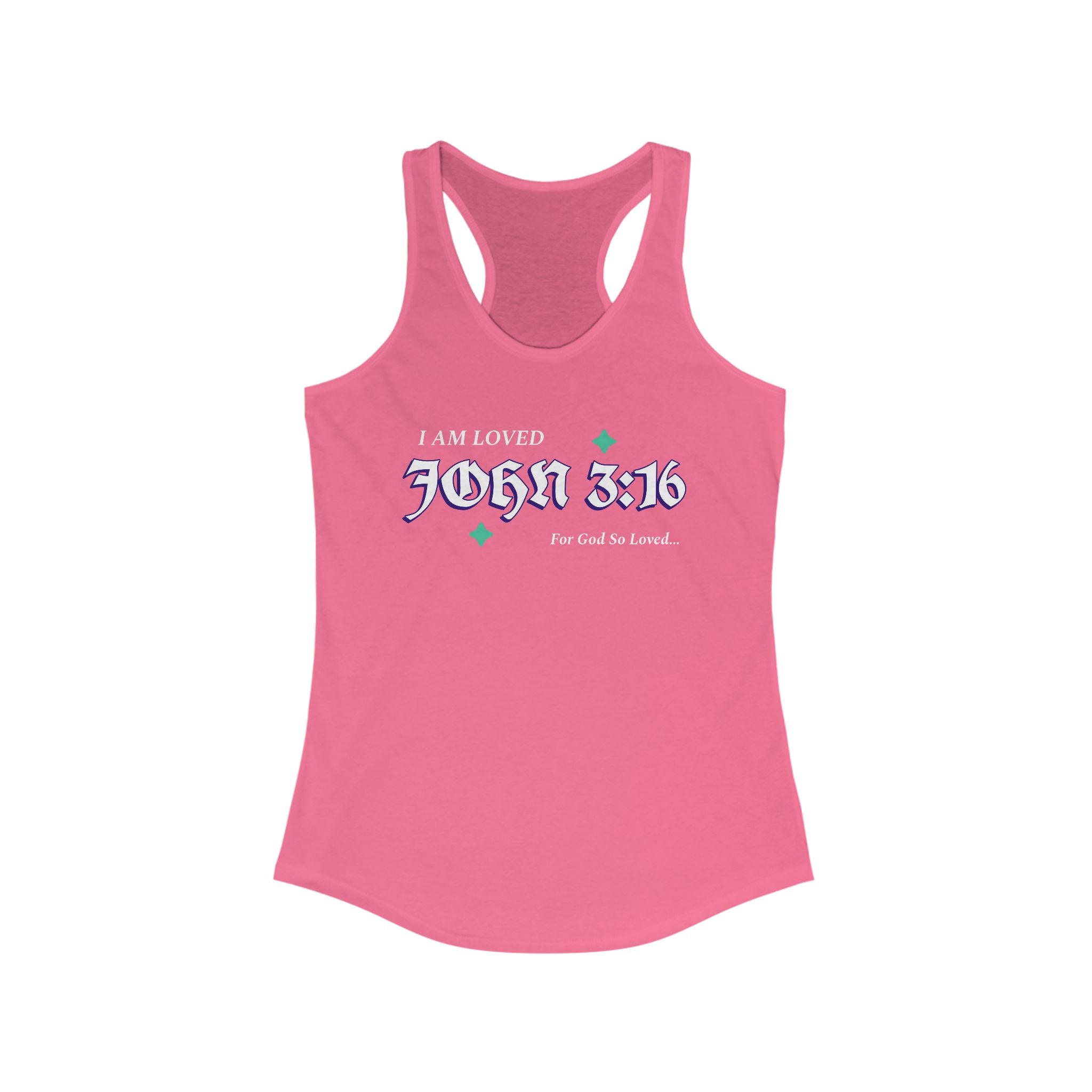 Workout Tank Top, Motivational Gym Wear John 3:16 God's Love I am Loved, Shirt, Fitness Apparel, Women's Racerback, Biblical Quote Top