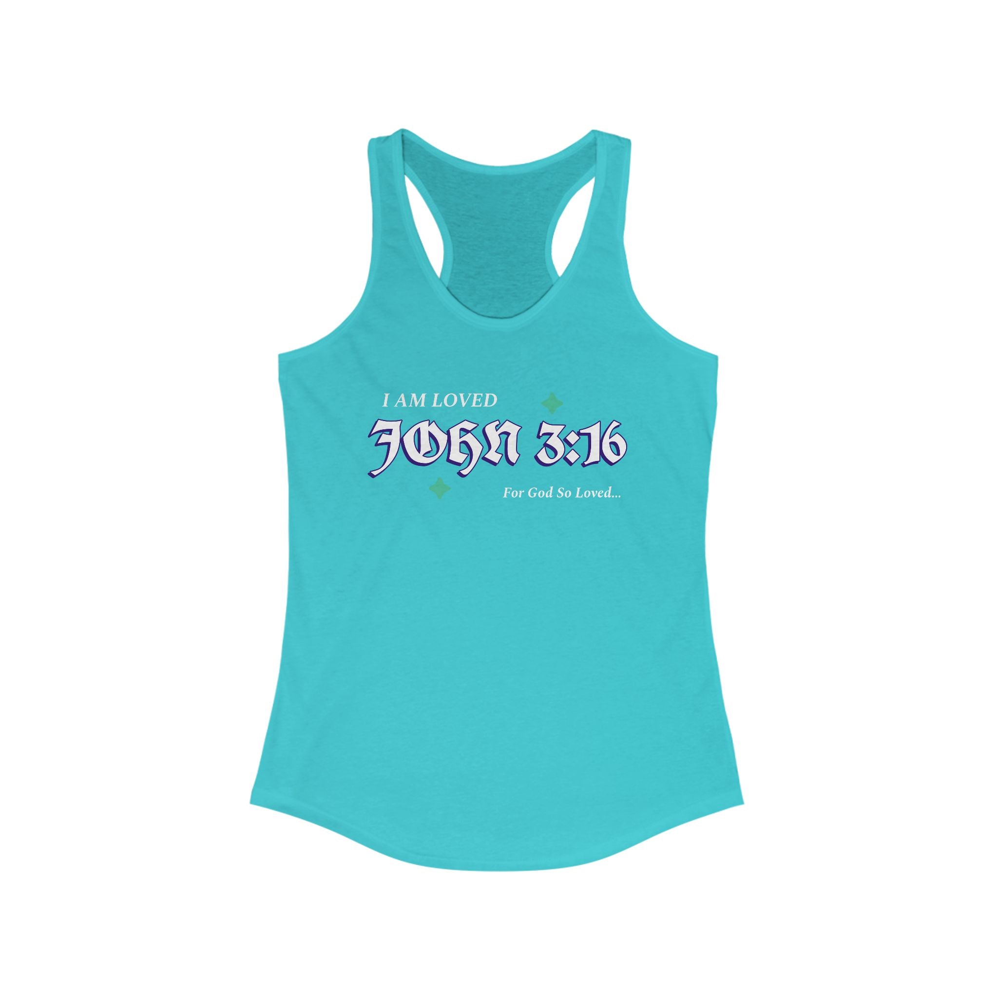 Workout Tank Top, Motivational Gym Wear John 3:16 God's Love I am Loved, Shirt, Fitness Apparel, Women's Racerback, Biblical Quote Top