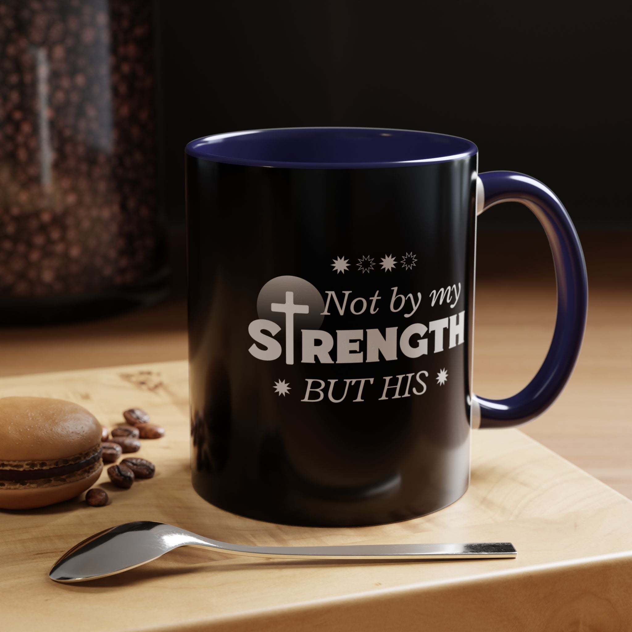 Not by My Strength but His – Christian Ceramic Mug – Faith-Based Coffee Cup for Women & Men - Faithfully Hecho