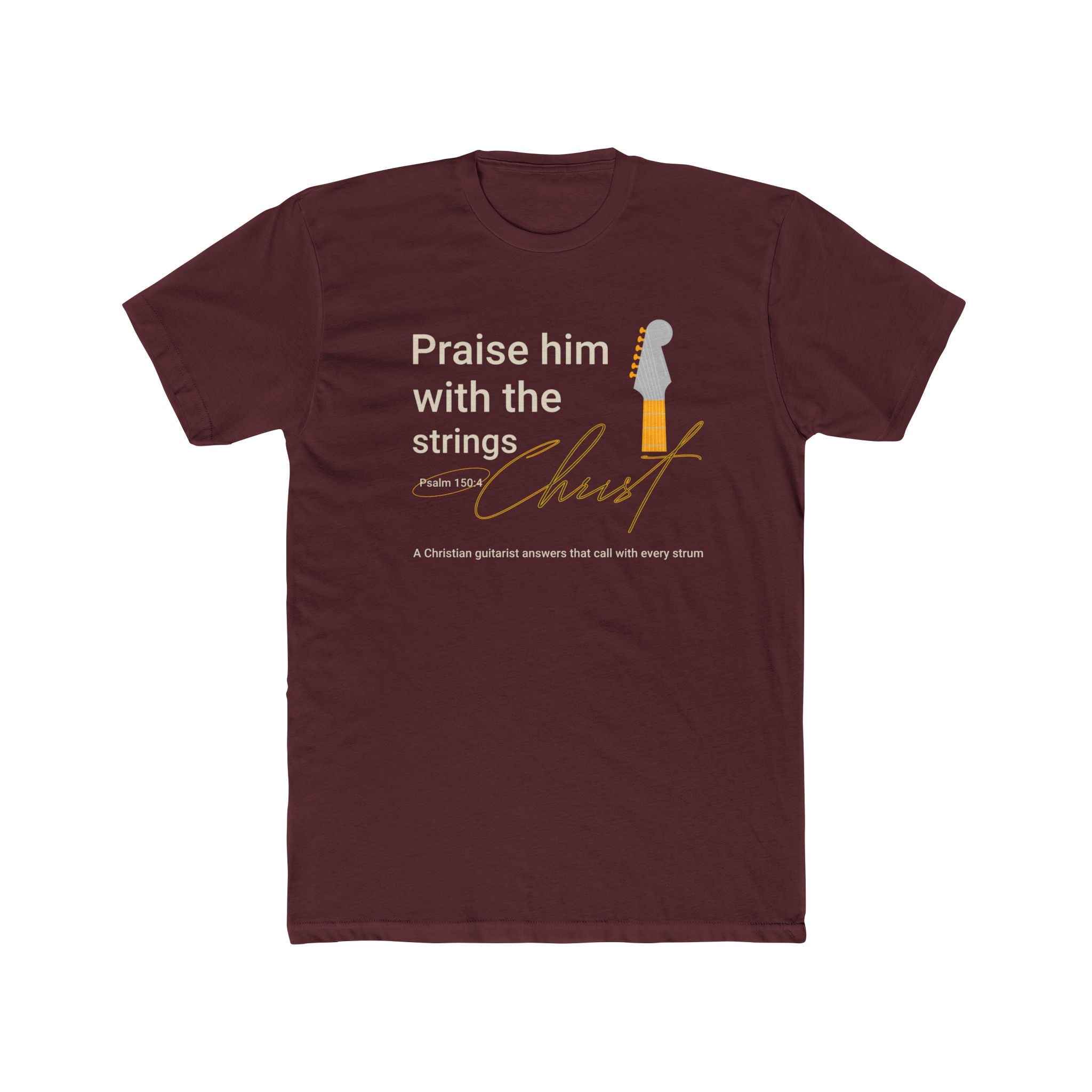 Praise Him Guitar Cotton Tee, Unisex Crew Neck Shirt, Christian Inspirational Top, Religious Gift, Faith-Based Apparel, Perfect for Church