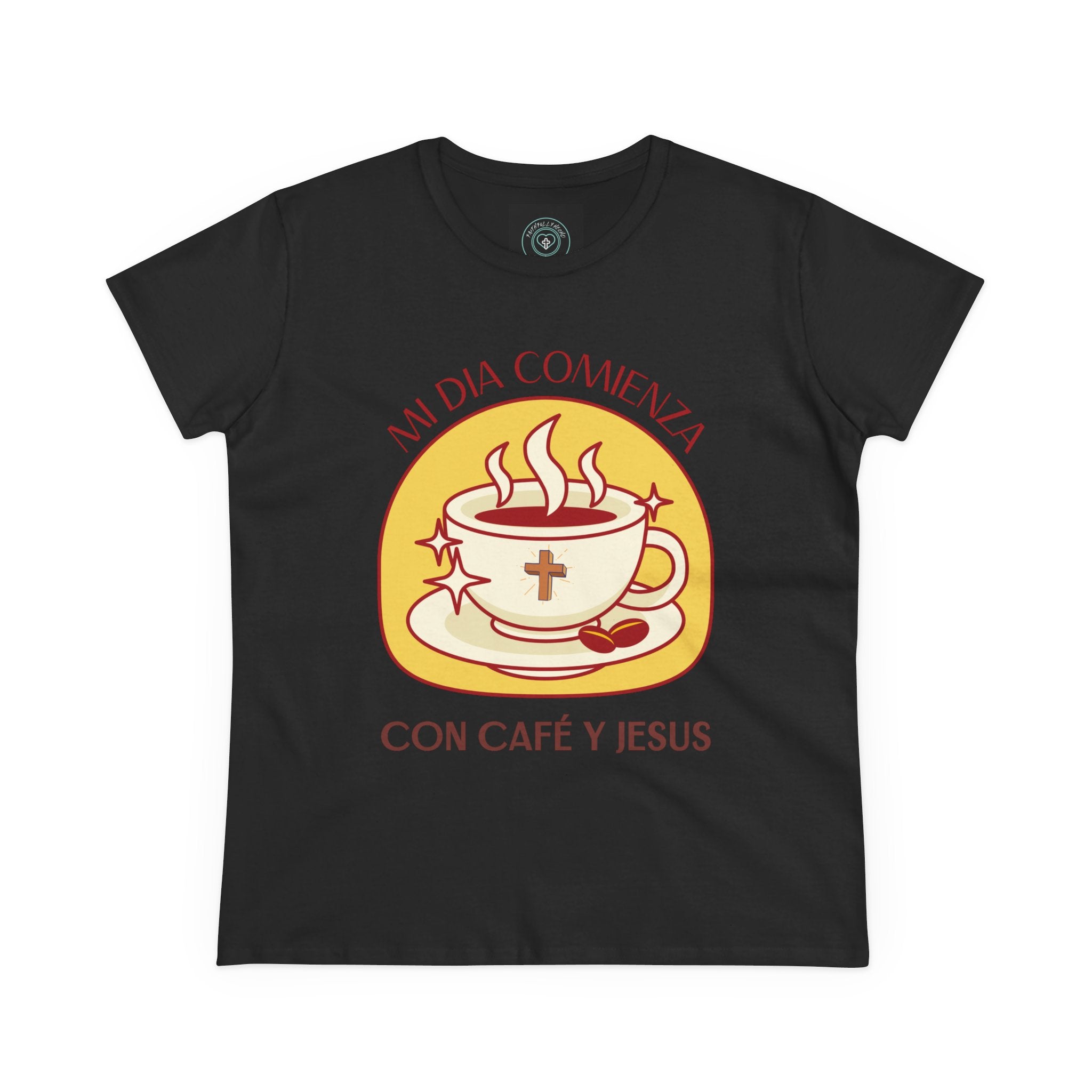 Coffee and Jesus Women's Tee, Casual Faith Shirt, Everyday Affirmation Top, Mi Dia comienza con cafe y Jesus Graphic Tee, Gift for Her