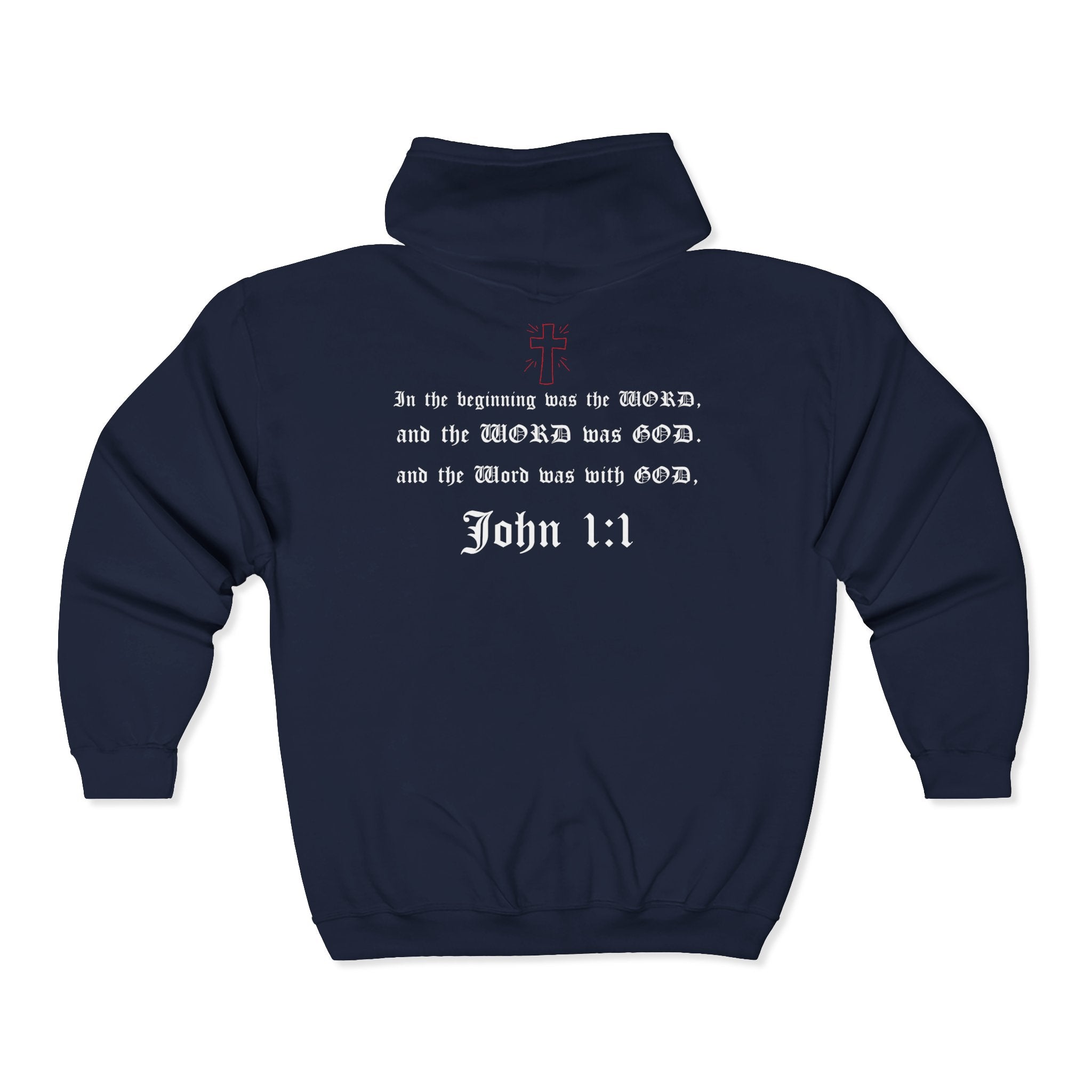 John 1:1 Full Zip Hoodie - "The Word" refers to Jesus Christ - GReat for Church, Youth, Small Group, Couples