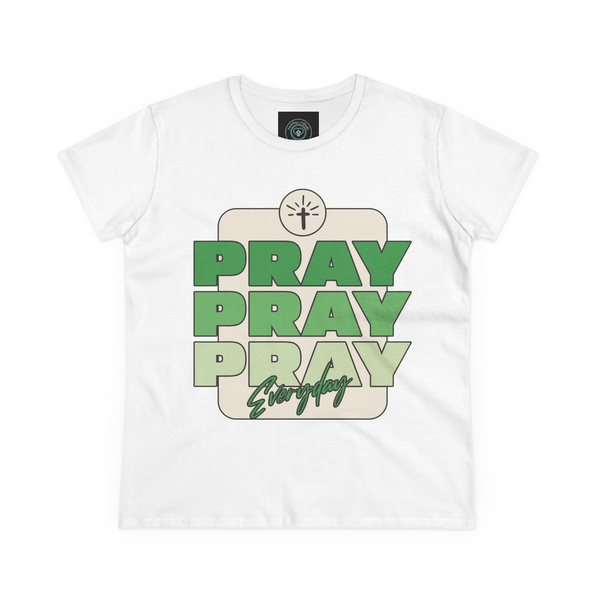 Pray Inspirational Women's Tee, Casual Faith Shirt, Everyday Affirmation Top, Pray Pray Green Graphic Tee, Gift for Her