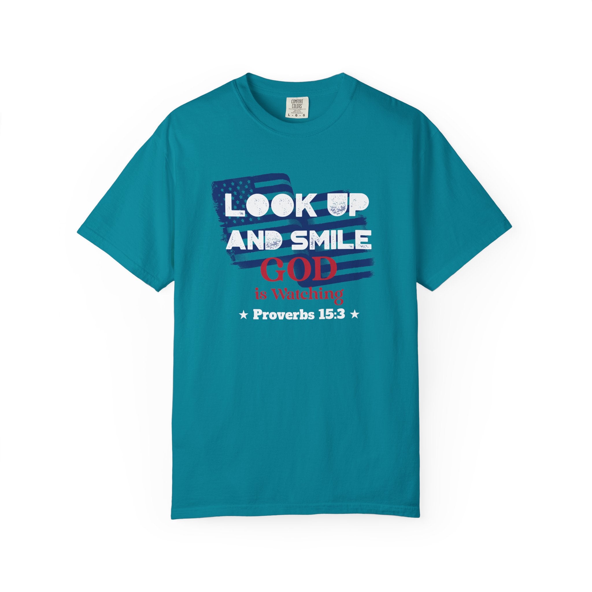 Look Up and Smile – A Reminder from Proverbs 15:3 That God Sees You - Unisex T-shirt