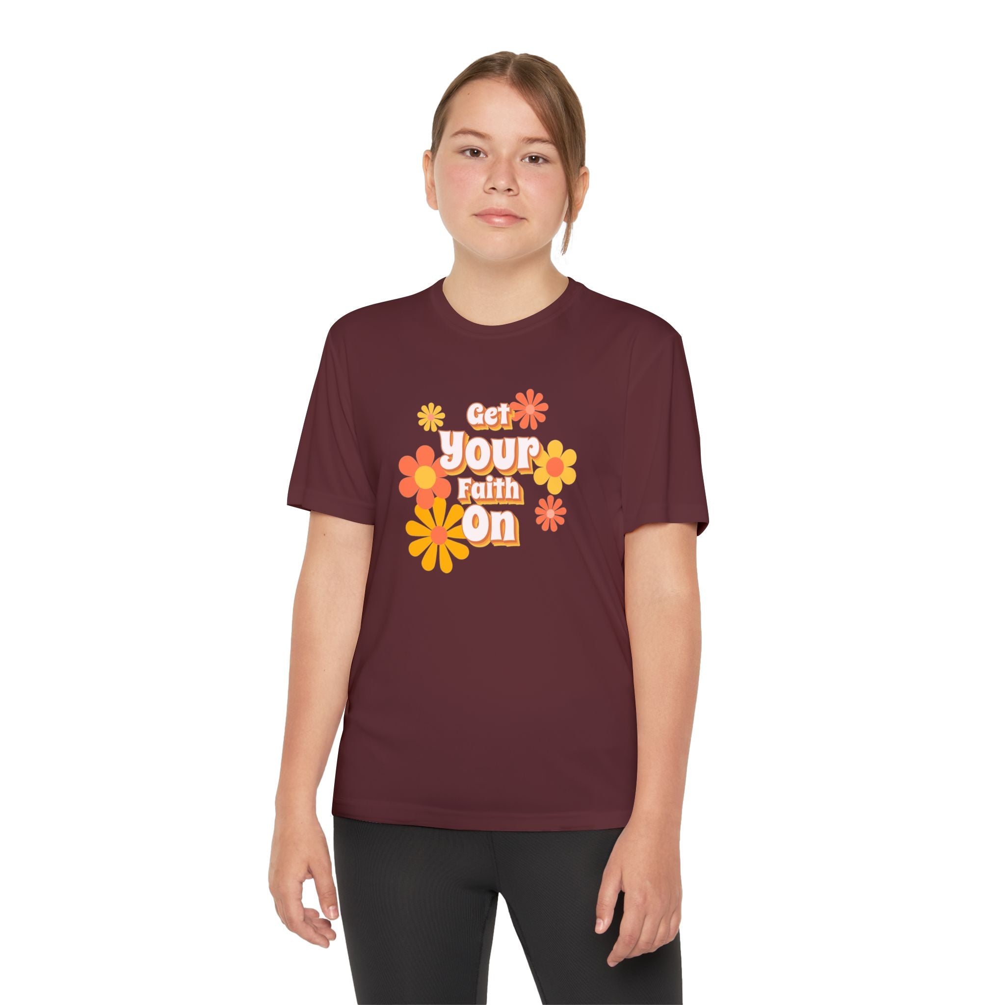 Get you Faith On - Youth Girl Competitor Tee, Inspirational Youth Family T-Shirt, Motivational Sports Tee,  Gift for Young Girls, Encouragement Top