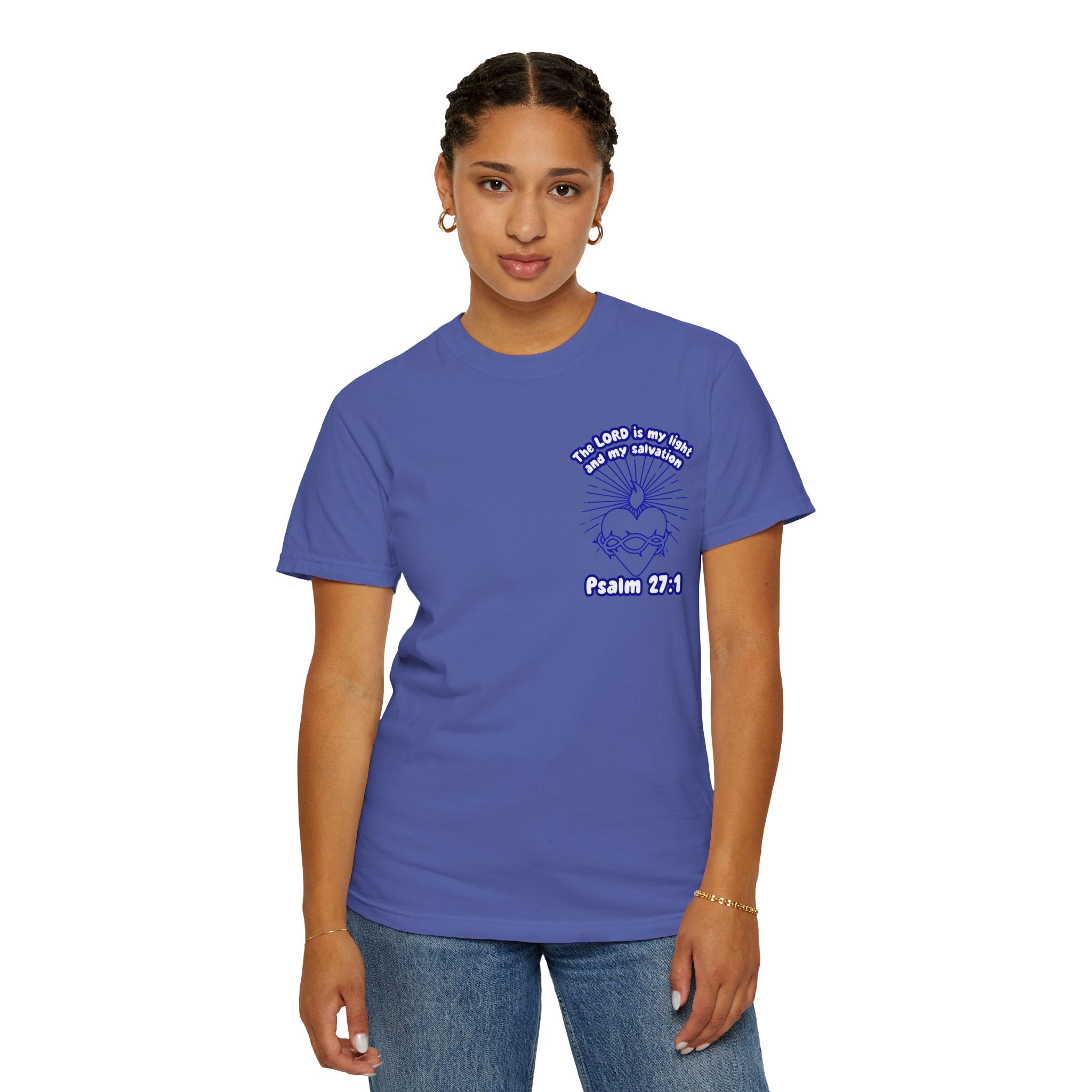 Christian Cross Unisex Tee - The Lord is my Light and my Salvation Design