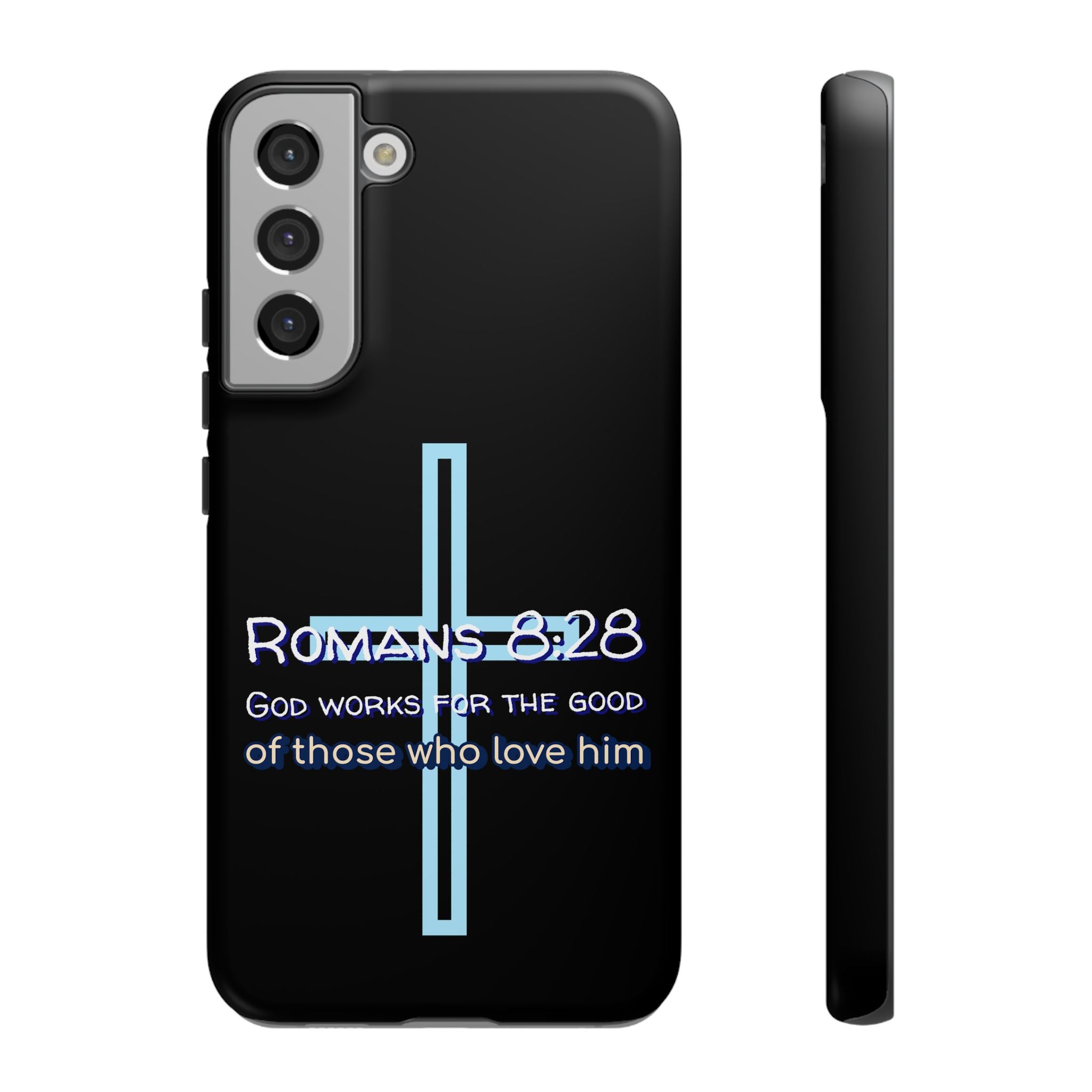 Christian Phone Case for Samsung Series, Tough Phone Case, Romans 8:28 Inspirational Gift, Faith-Based Phone Cover, Religious Style, Durable Cell Case