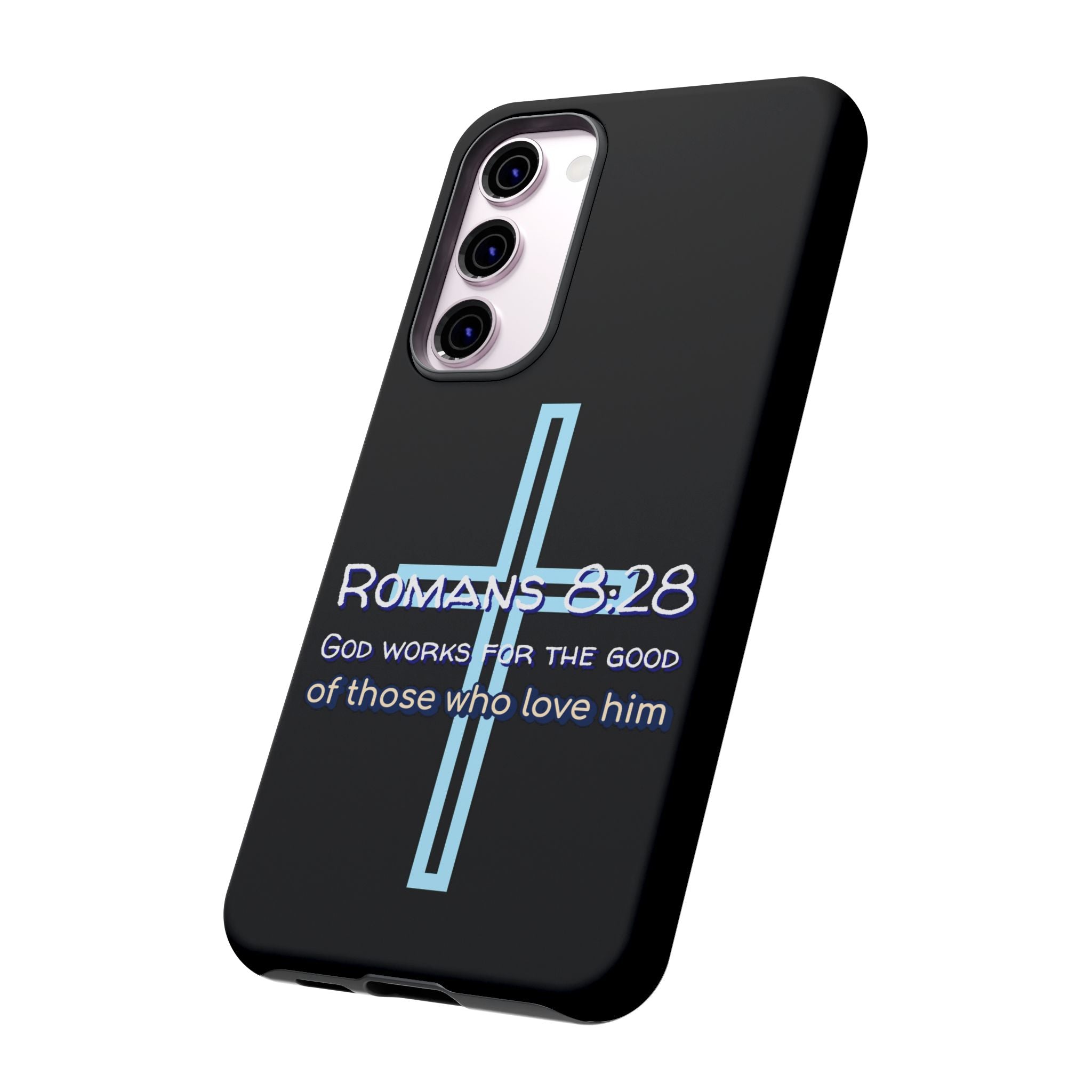 Christian Phone Case for Samsung Series, Tough Phone Case, Romans 8:28 Inspirational Gift, Faith-Based Phone Cover, Religious Style, Durable Cell Case