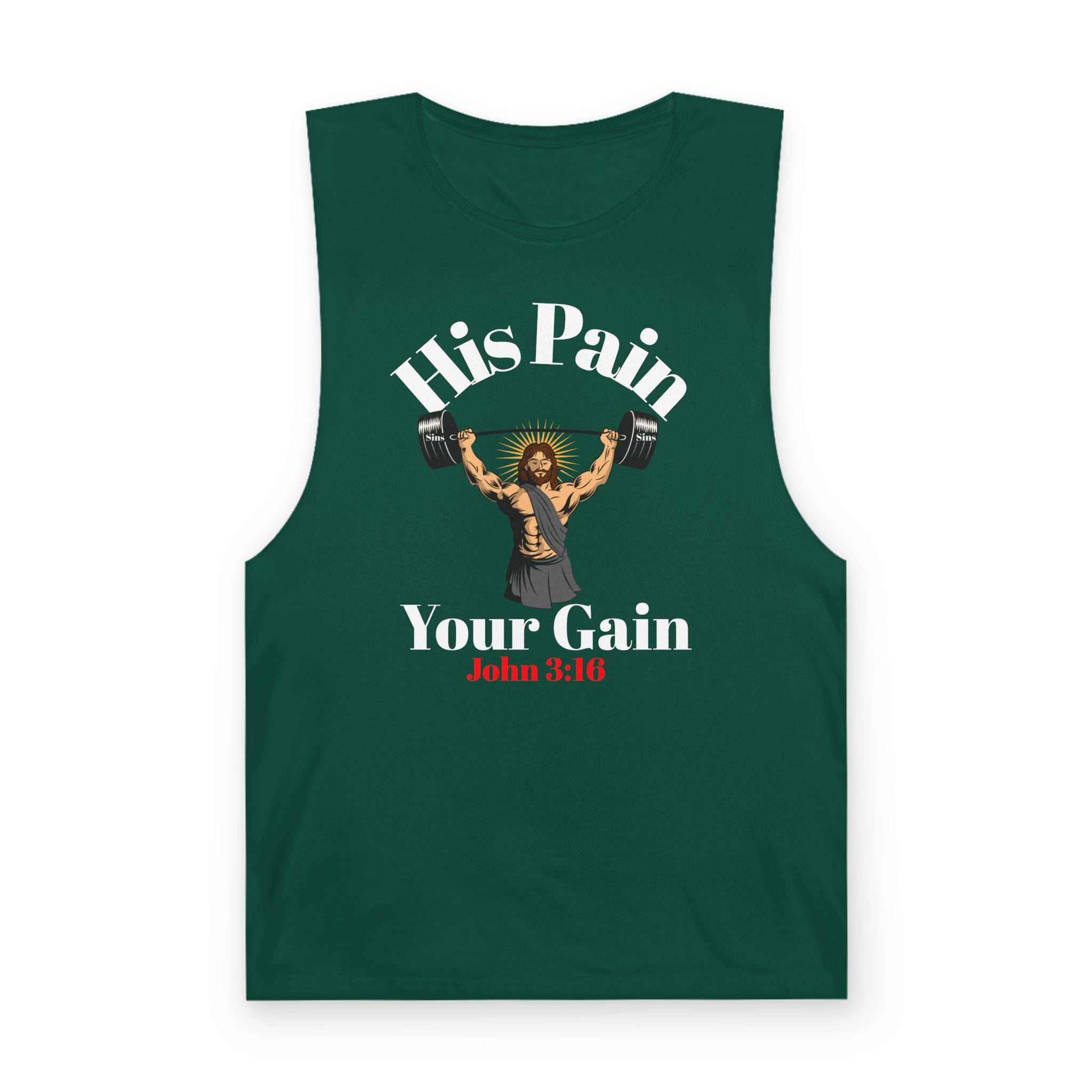 His Pain, Your Gain – Christian Workout Tank – Unisex Faith & Fitness Gym Apparel- Gym Summer - Faithfully Hecho