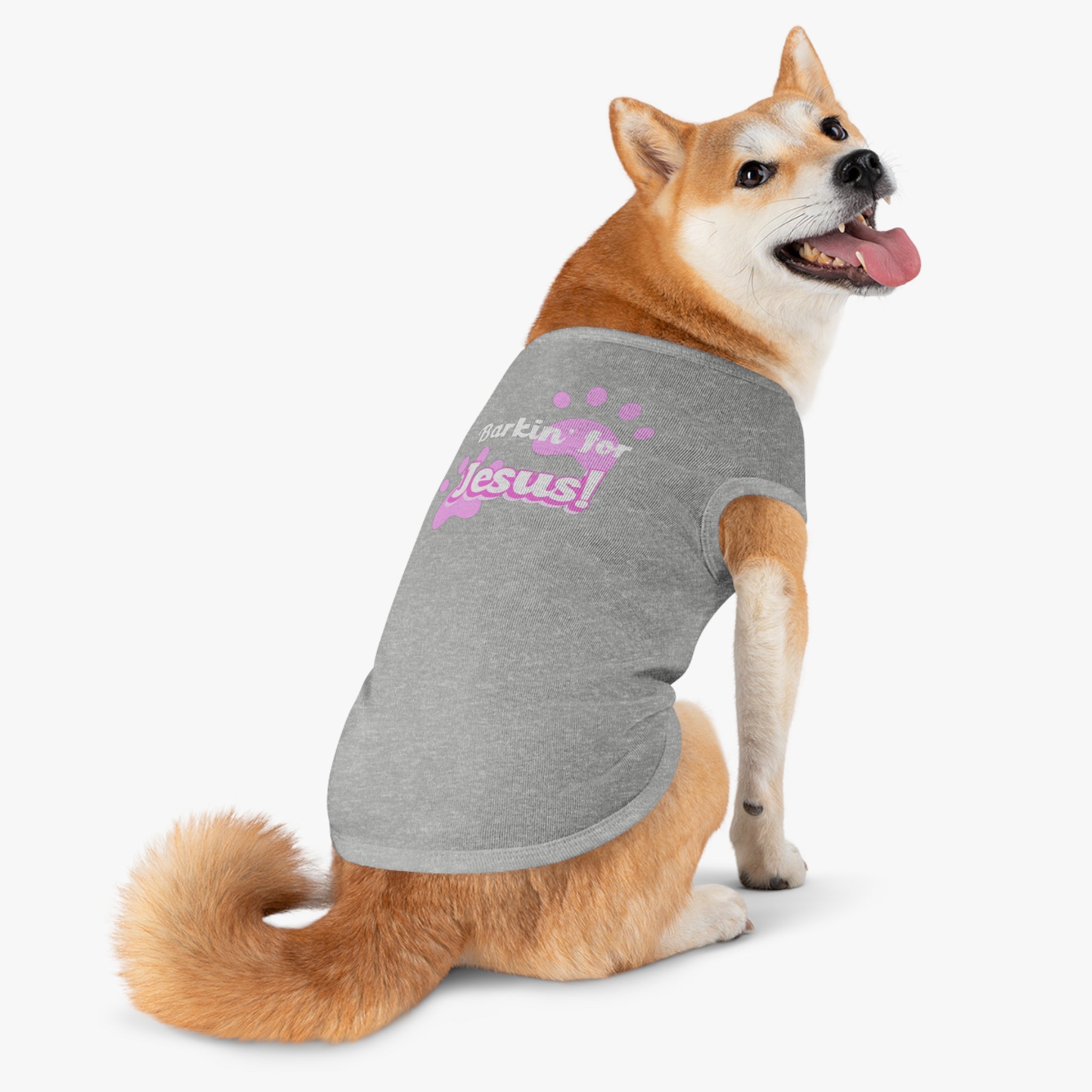 Barkin' for Jesus Pet Tank Top - Cute Dog Shirt, Christian Dog Apparel, Pet Gift for Dog Lovers, Funny Pet Clothes, Religious Dog Tank. [Personalization Available]