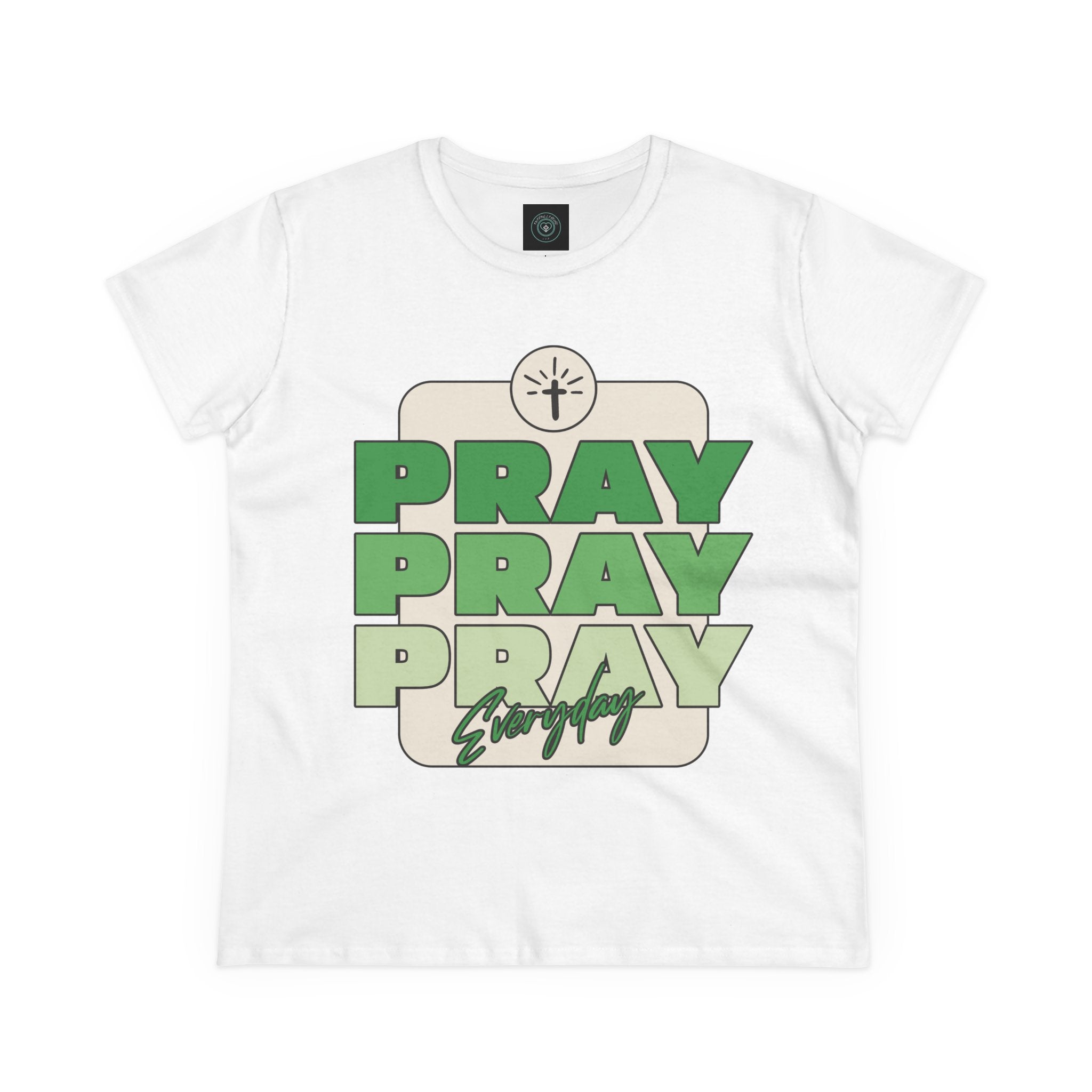 Pray Women's Tee, Casual Faith Shirt, Pray Everyday Top, Gift - Birthday - Christian Gift - Faithfully Hecho