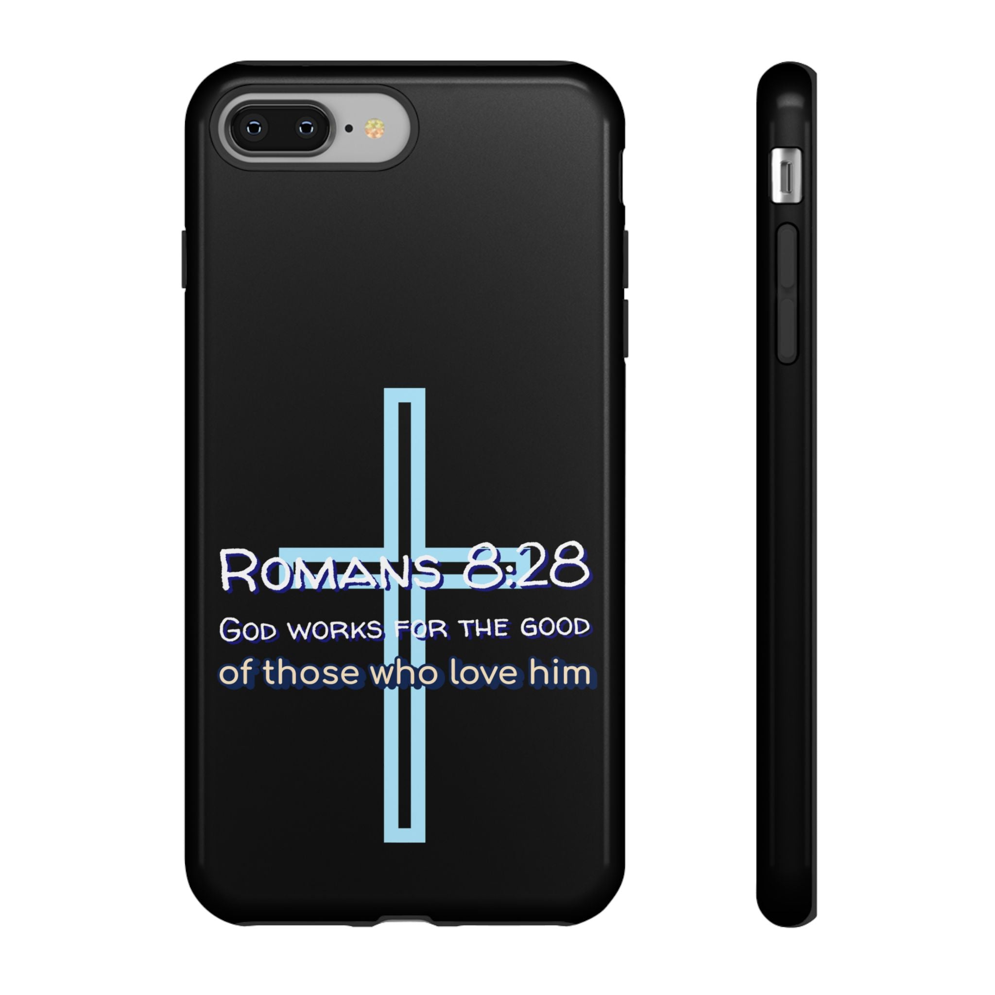 Christian Phone Case for iPhone series, Tough Phone Case, Romans 8:28 Inspirational Gift, Faith-Based Phone Cover, Religious Style, Durable Cell Case