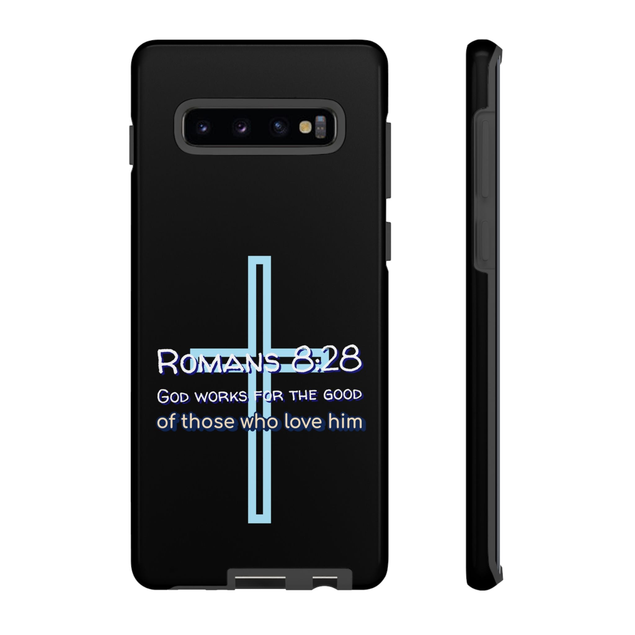 Christian Phone Case for Samsung Series, Tough Phone Case, Romans 8:28 Inspirational Gift, Faith-Based Phone Cover, Religious Style, Durable Cell Case