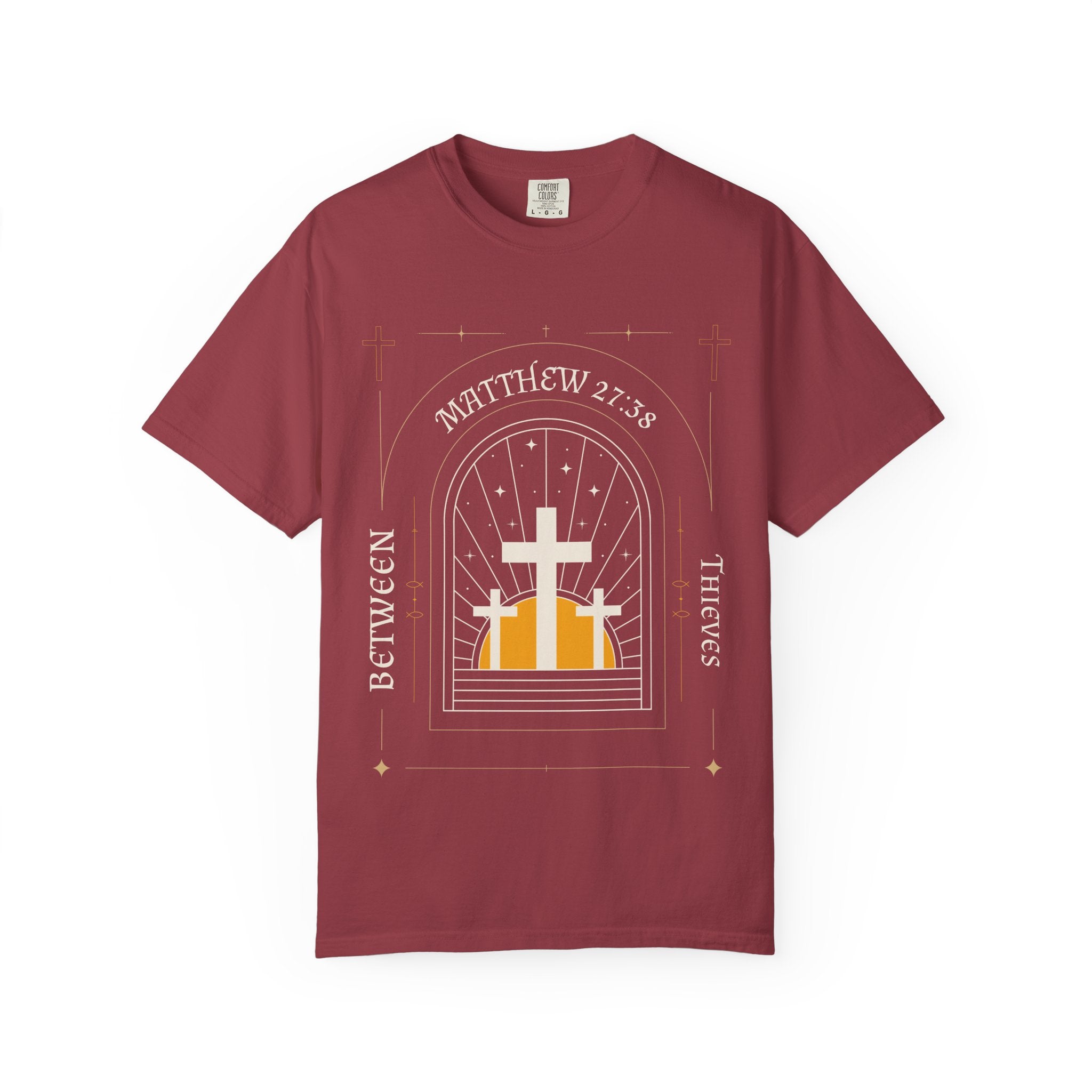 Faith-Inspired Unisex T-Shirt, Christian Graphic Tee, Inspirational Apparel, Religious Gift, Matthew 27:38, Casual Adult Wear